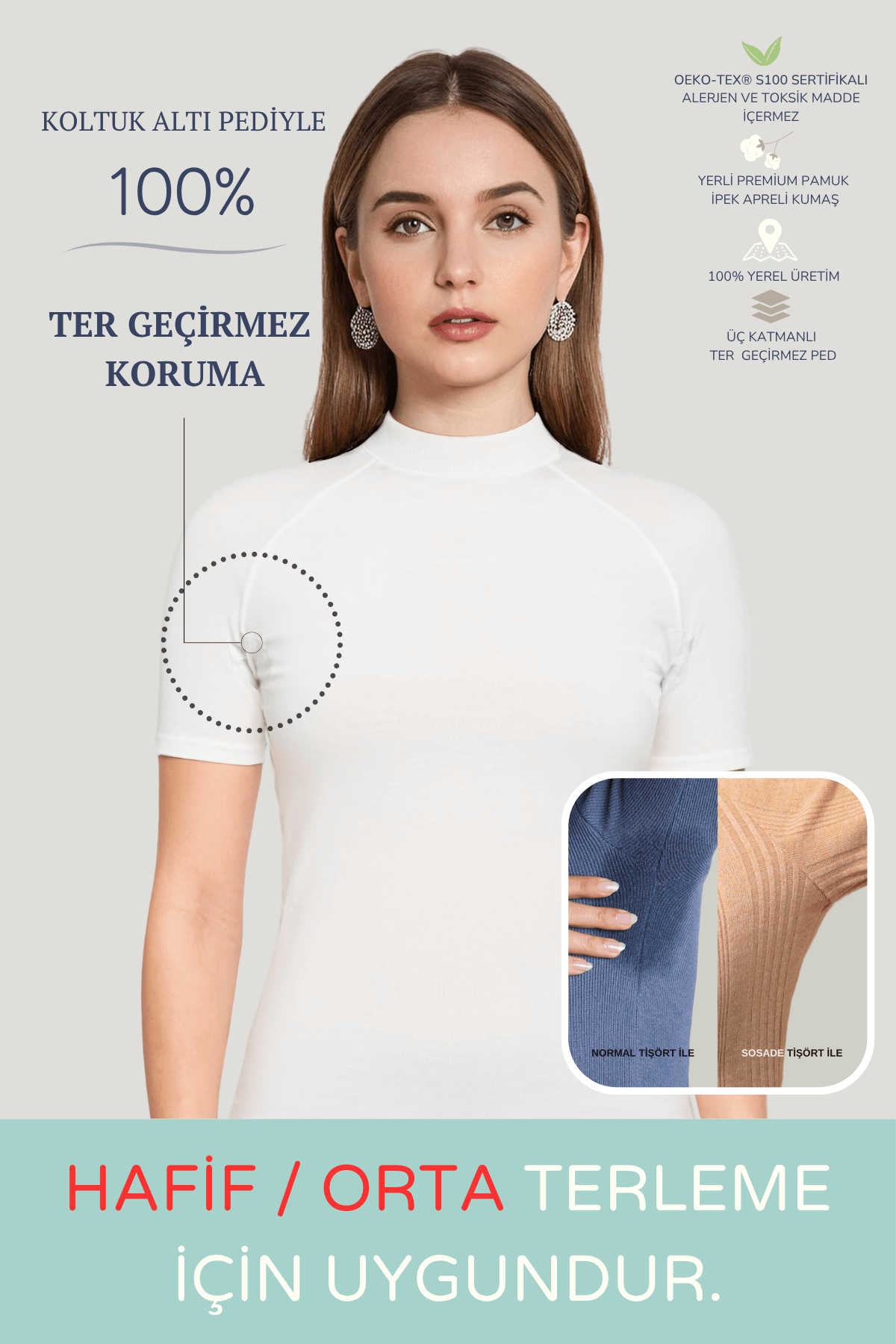 Yarım Balıkçı Yaka Tişört · Dar Kesim - Beyaz