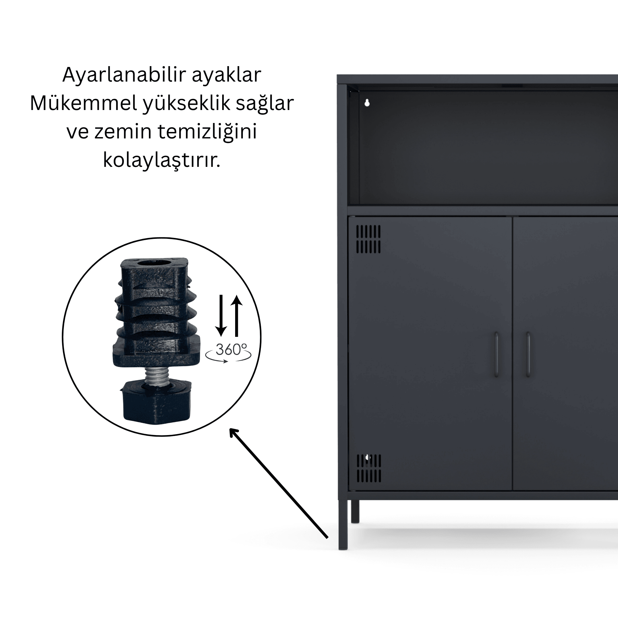 Pera Metal Dolap 2 Kapılı, Açık Raflı 80,50 x 40 x 109,50 cm - 9 Renk Seçeneği Bulunmaktadır