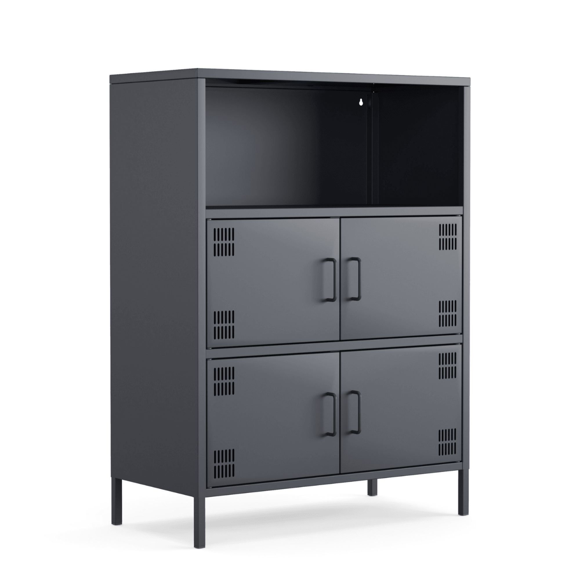 Pera Metal Çok Gözlü Dolap, 4 Kapaklı, Açık Raflı 80,50 x 40 x 109,50 cm - 9 Renk Seçeneği Bulunmaktadır
