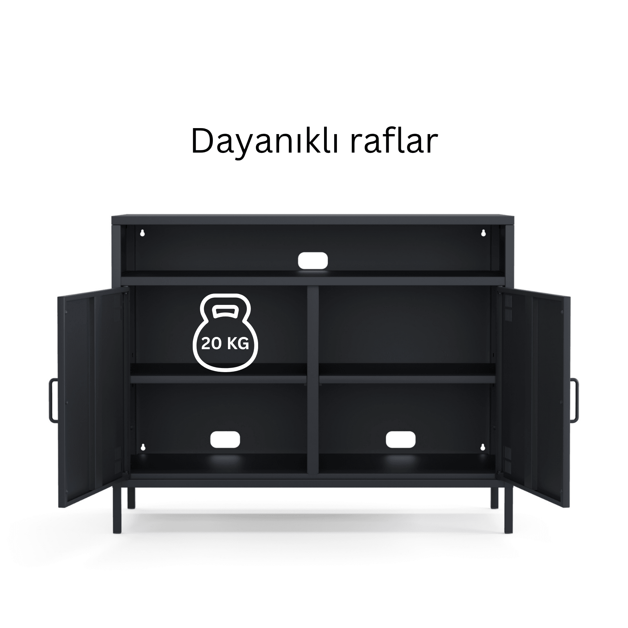 Pera Tv Ünitesi, Tv Dolabı,2 Kapaklı, Açık Raflı 100,50 x 40 x 79,50 cm - 9 Renk Seçeneği Bulunmaktadır