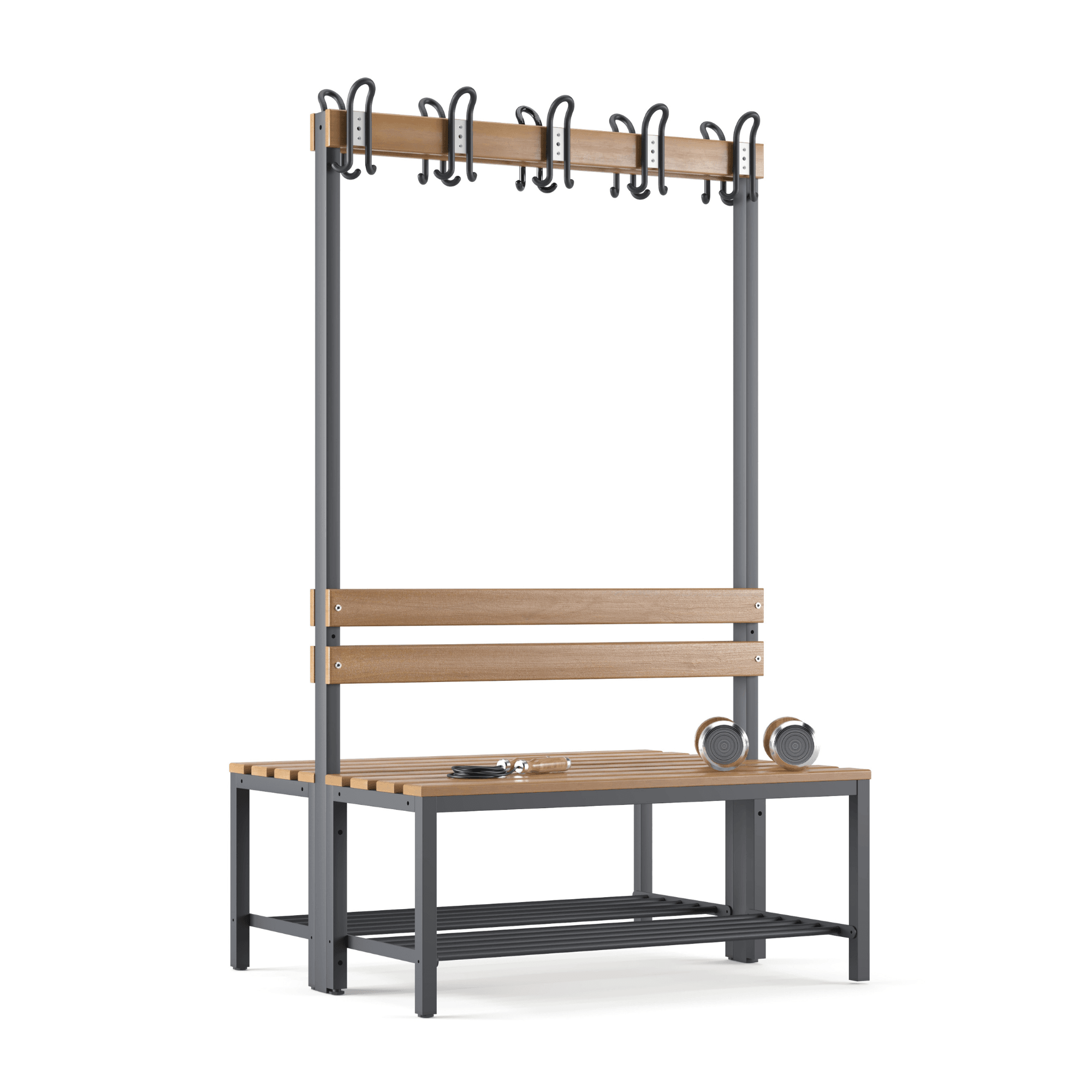 Ayakkabılıklı 4 Ayaklı Çift Taraflı Bank, 10 Kanca, 100x85x170 Cm, Sporbankı
