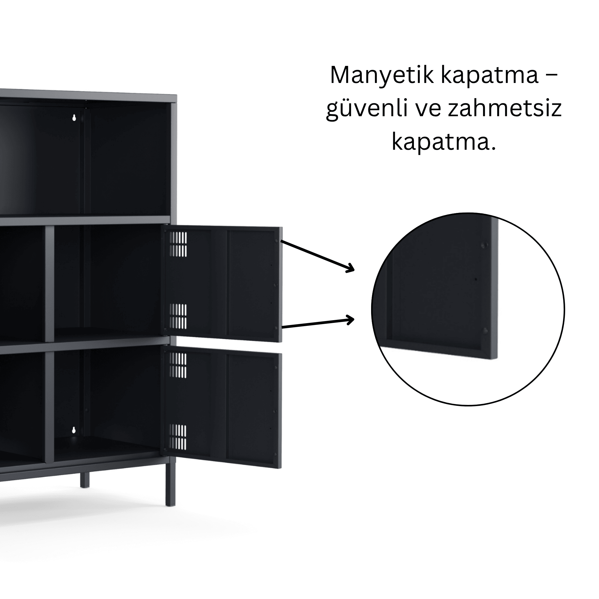 Pera Metal Çok Gözlü Dolap, 4 Kapaklı, Açık Raflı 80,50 x 40 x 109,50 cm - 9 Renk Seçeneği Bulunmaktadır
