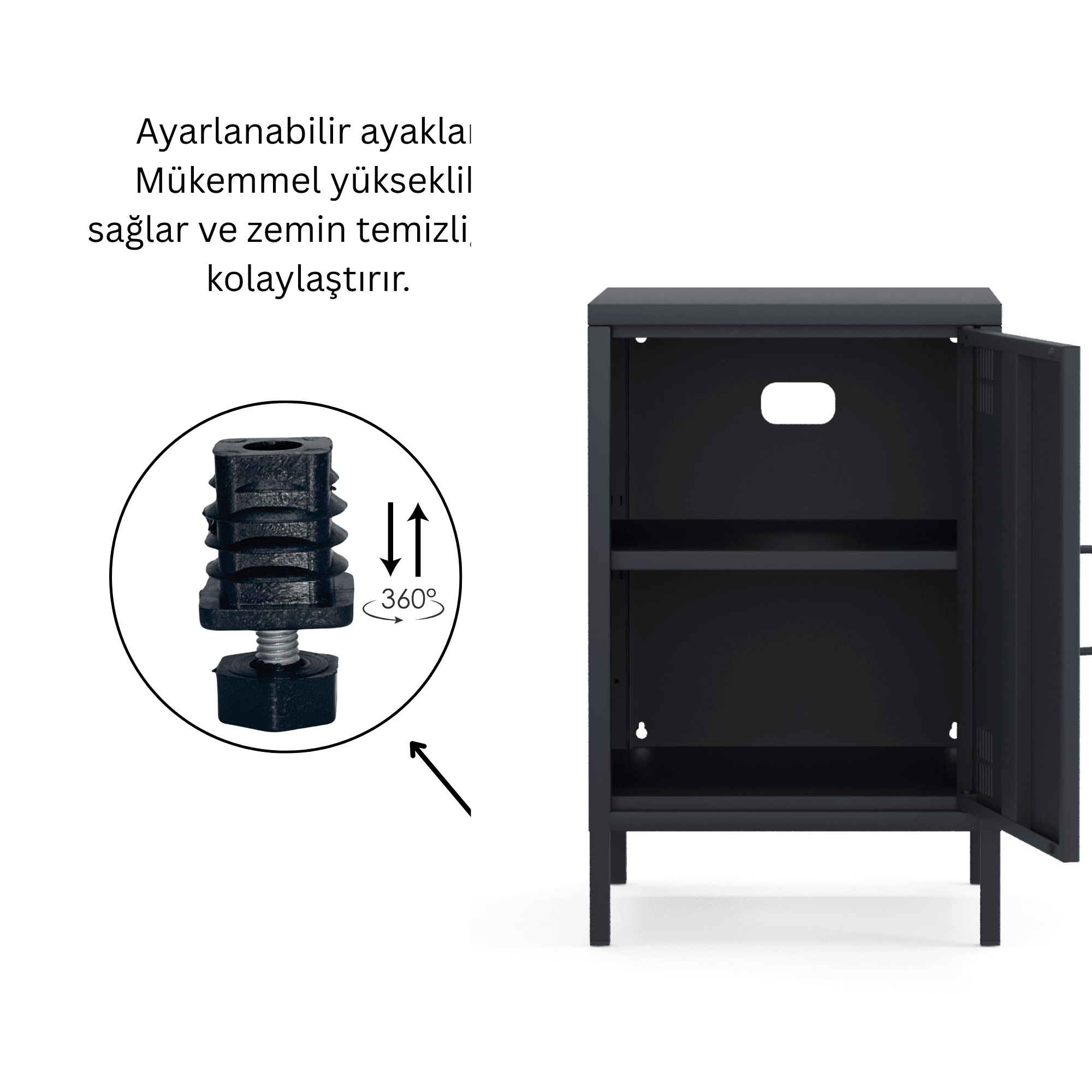 Pera Komodin Kapaklı 41,5 x 40 x 64,50 cm - 9 Renk Seçeneği Bulunmaktadır