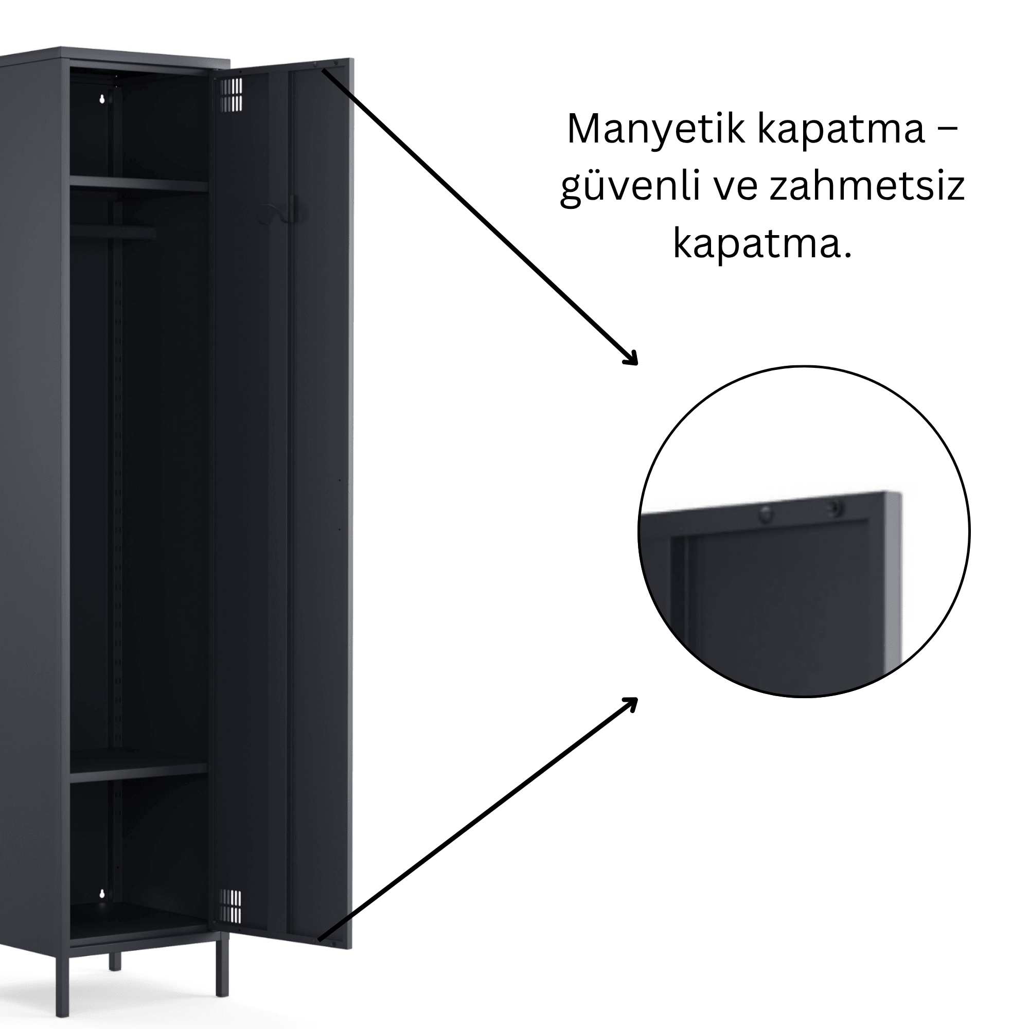 Pera Metal Elbise Dolabı, Soyunma Dolabı, Tek Kapılı, 41,50 x 40 x 189,50 cm - 9 Renk Seçeneği Bulunmaktadır