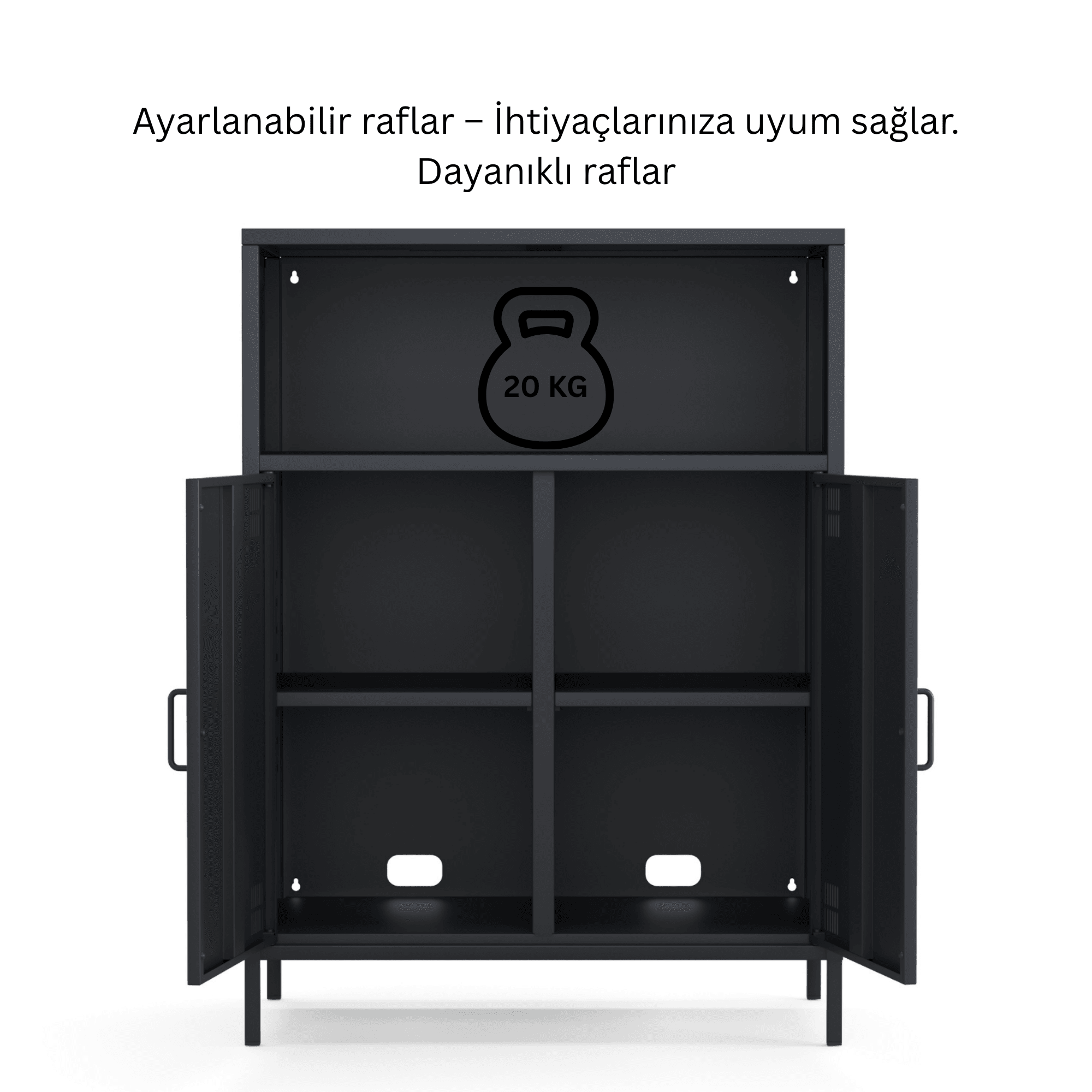 Pera Metal Dolap 2 Kapılı, Açık Raflı 80,50 x 40 x 109,50 cm - 9 Renk Seçeneği Bulunmaktadır