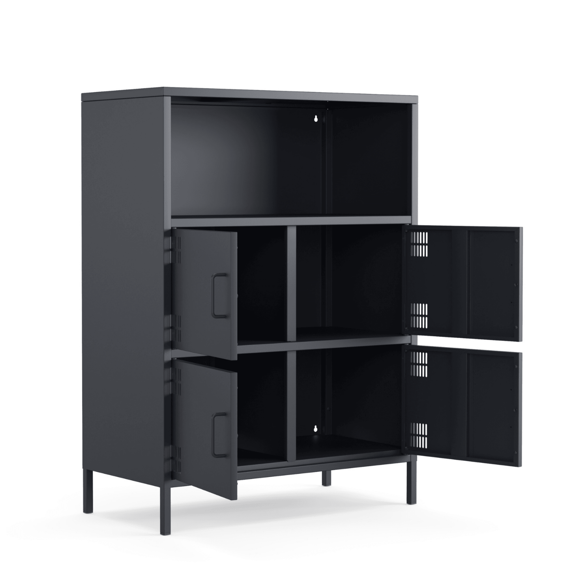 Pera Metal Çok Gözlü Dolap, 4 Kapaklı, Açık Raflı 80,50 x 40 x 109,50 cm - 9 Renk Seçeneği Bulunmaktadır
