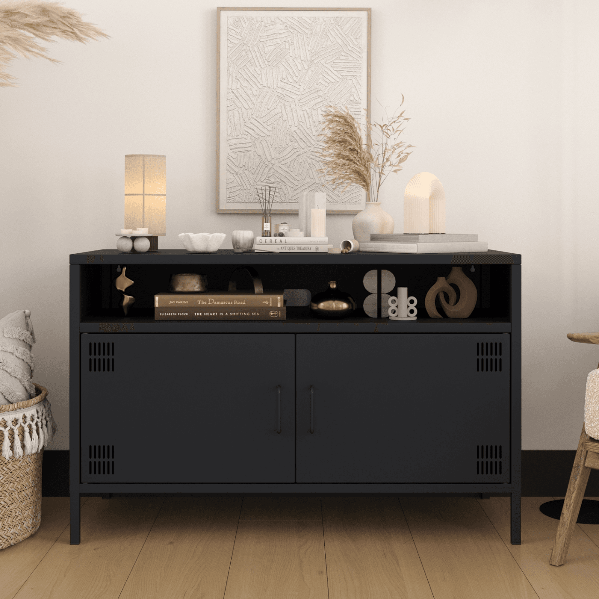 Pera Tv Ünitesi, Tv Dolabı,2 Kapaklı, Açık Raflı 100,50 x 40 x 64,50 cm - 9 Renk Seçeneği Bulunmaktadır