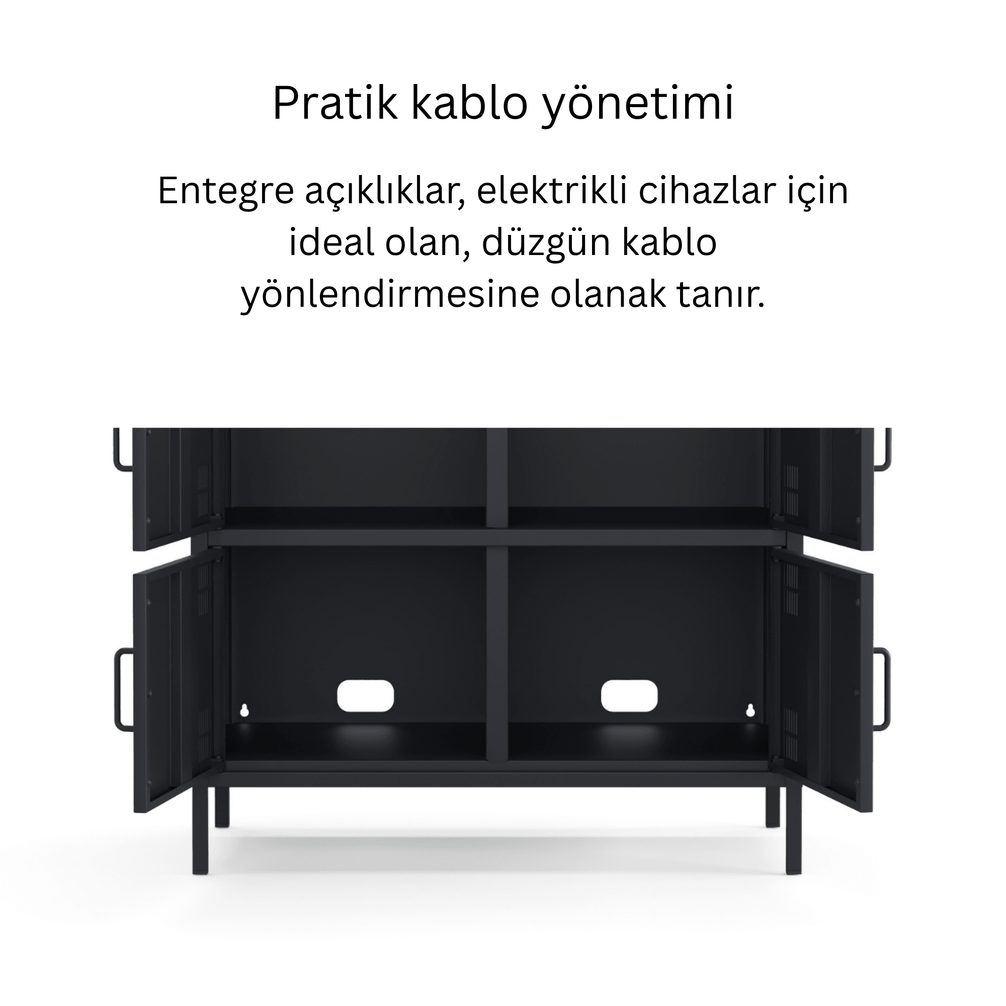 Pera Metal Çok Gözlü Dolap, 4 Kapaklı, Açık Raflı 80,50 x 40 x 109,50 cm - 9 Renk Seçeneği Bulunmaktadır