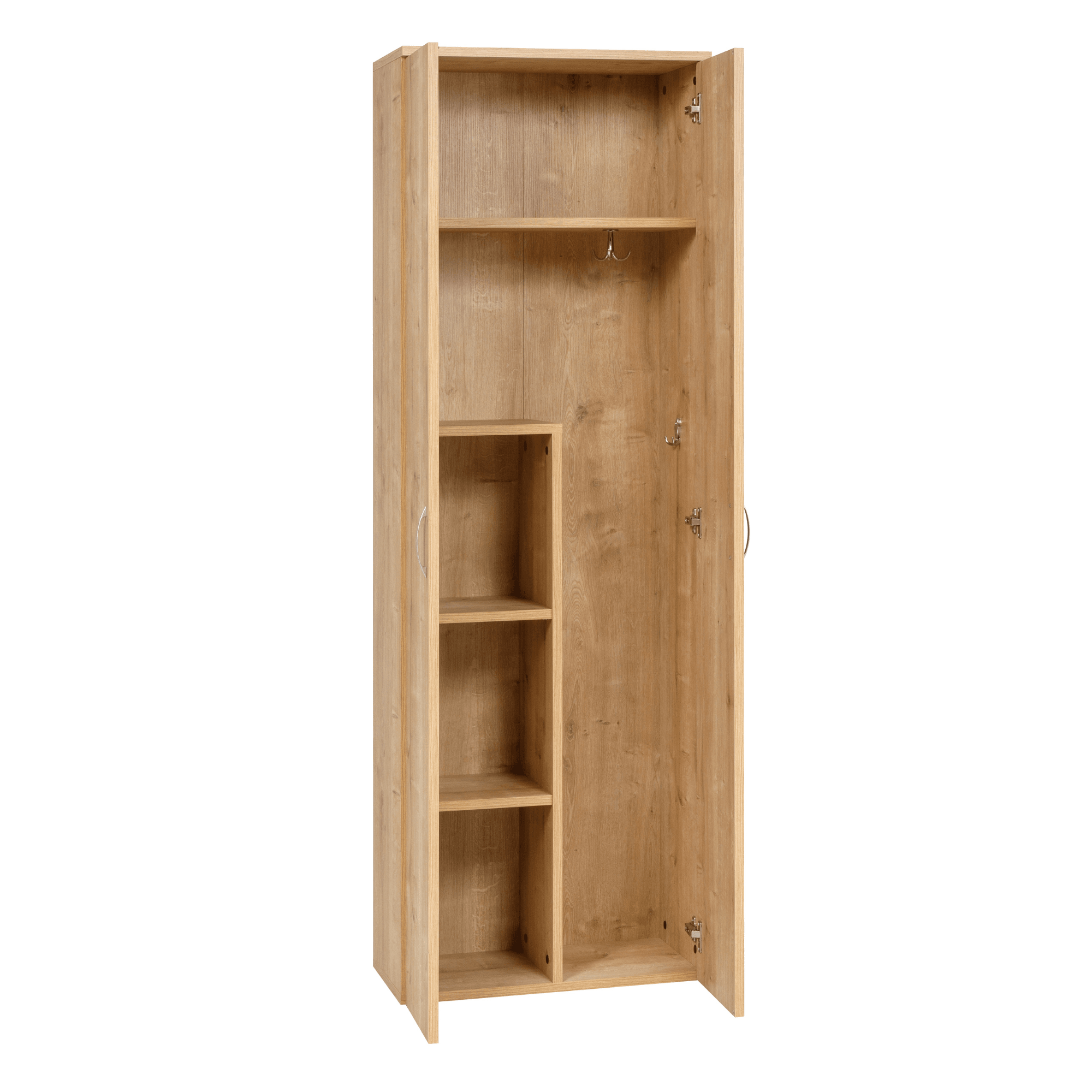 Furni24 Temizlik Malzemeleri Dolabı, Ahşap Gardırop, Elbise Dolabı, Çok Amaçlı Dolap, 60x34x180cm - Safir Meşe