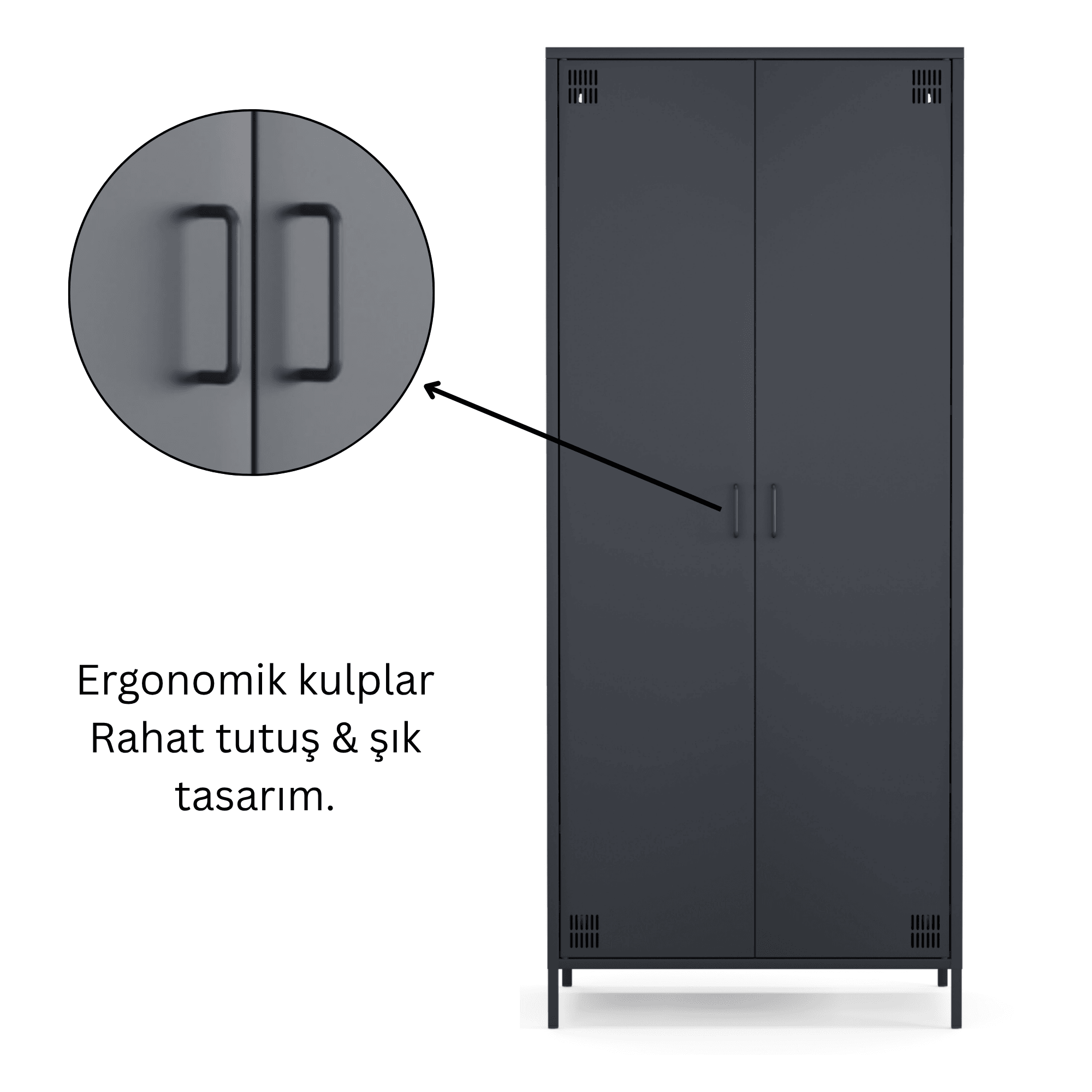 Pera Metal Elbise Dolabı, Soyunma Dolabı, İki Kapılı, 80,50 x 50 x 189,50 cm - 9 Renk Seçeneği Bulunmaktadır