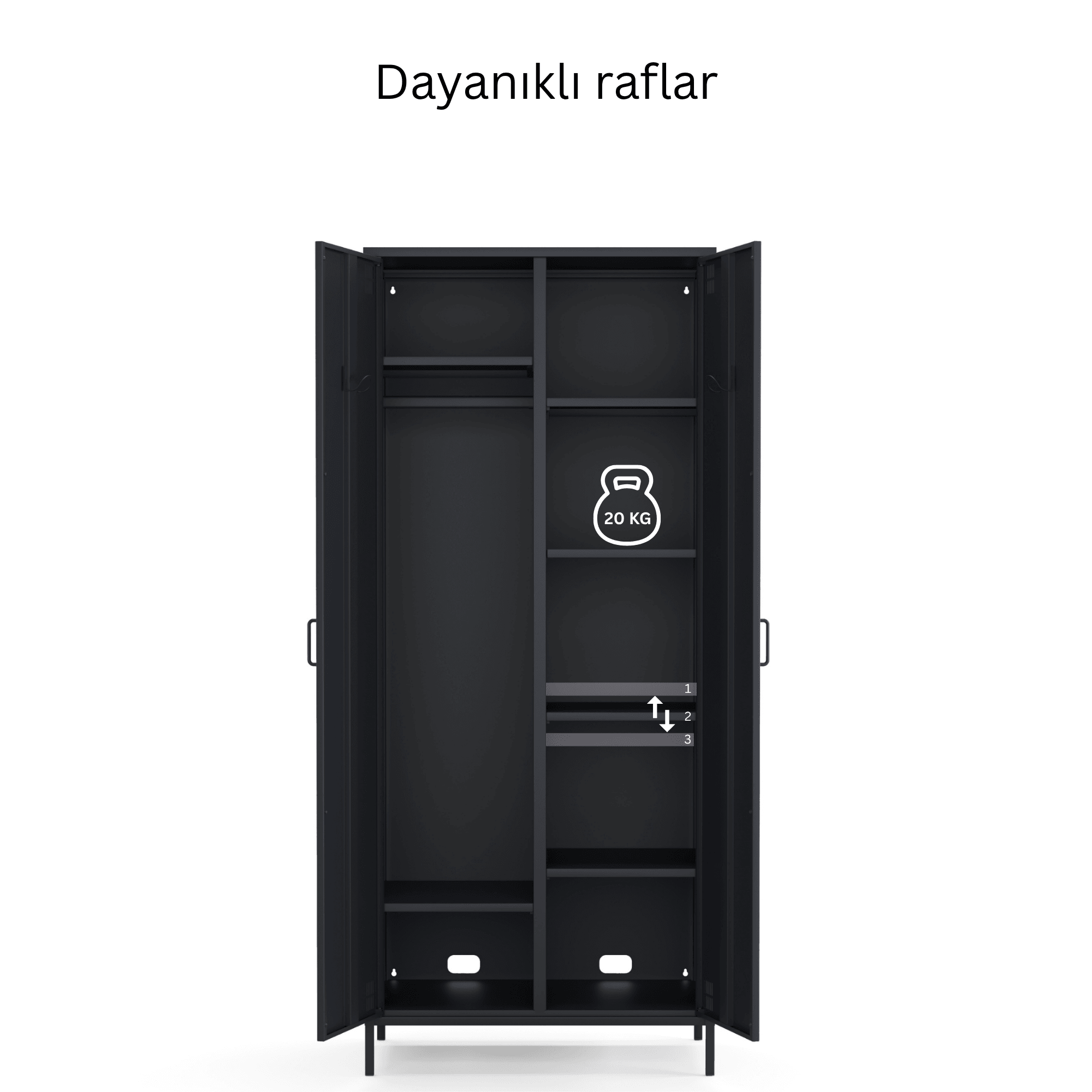 Pera Metal Elbise Dolabı, Soyunma Dolabı, İki Kapılı, 80,50 x 50 x 189,50 cm - 9 Renk Seçeneği Bulunmaktadır