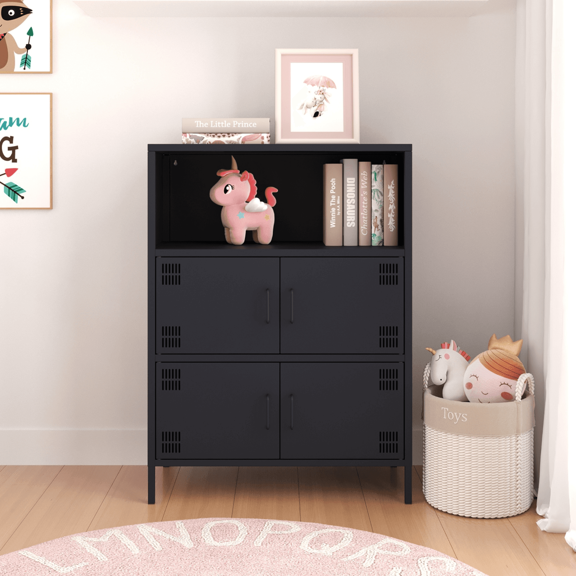 Pera Metal Çok Gözlü Dolap, 4 Kapaklı, Açık Raflı 80,50 x 40 x 109,50 cm - 9 Renk Seçeneği Bulunmaktadır