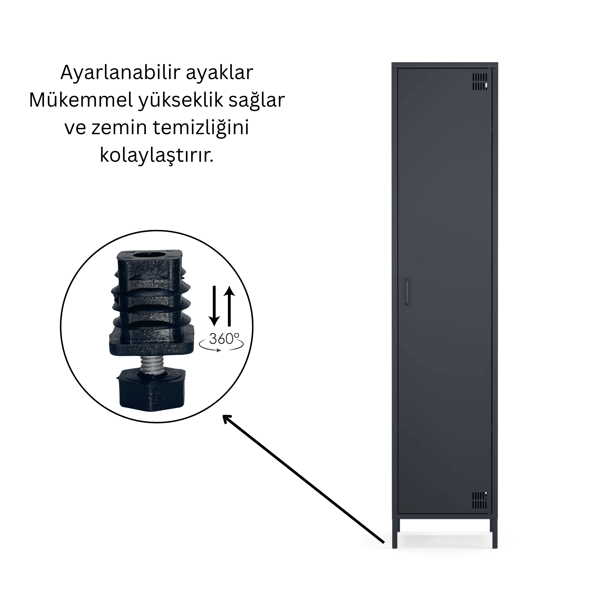 Pera Metal Elbise Dolabı, Soyunma Dolabı, Tek Kapılı, 41,50 x 40 x 189,50 cm - 9 Renk Seçeneği Bulunmaktadır
