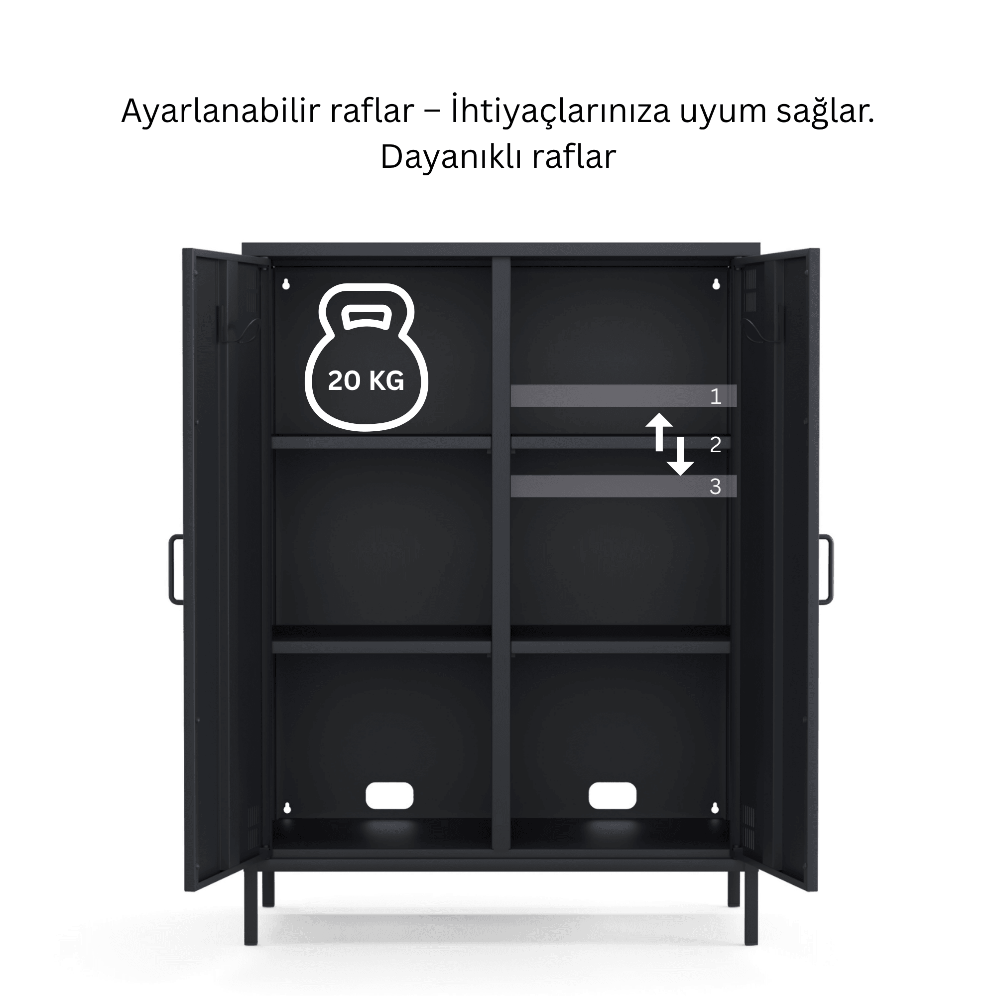 Pera Metal Dolap 2 Kapılı 80,50 x 40 x 109,50 cm - 9 Renk Seçeneği Bulunmaktadır