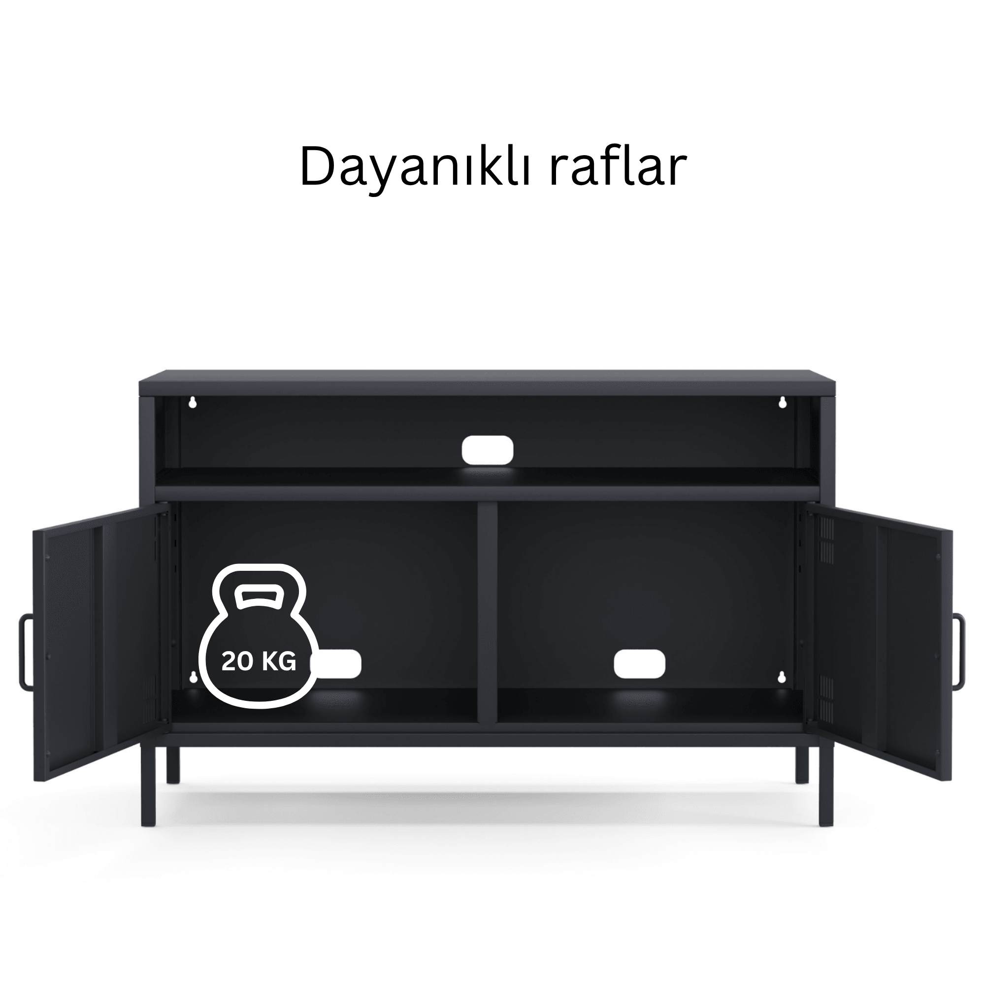 Pera Tv Ünitesi, Tv Dolabı,2 Kapaklı, Açık Raflı 100,50 x 40 x 64,50 cm - 9 Renk Seçeneği Bulunmaktadır