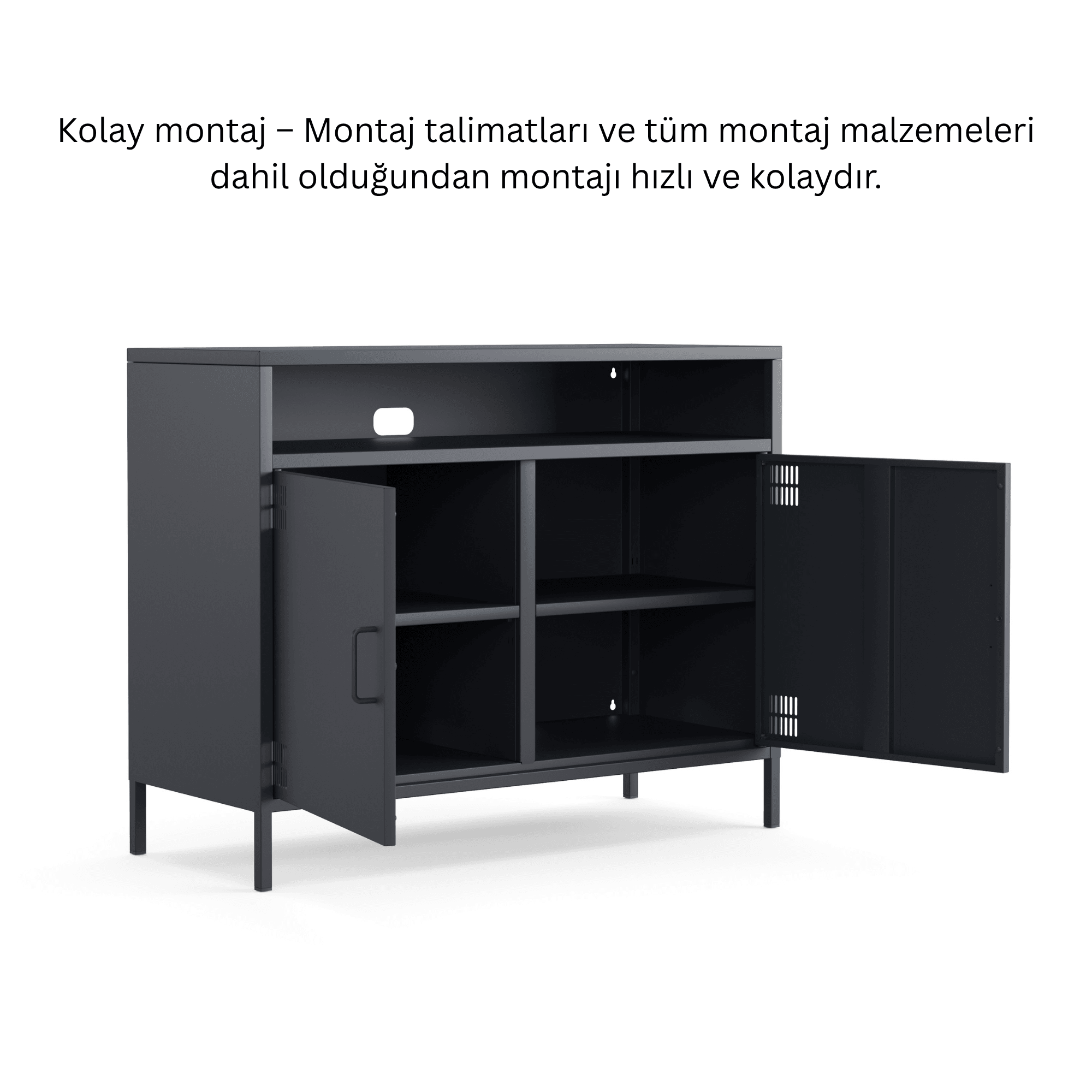Pera Tv Ünitesi, Tv Dolabı,2 Kapaklı, Açık Raflı 100,50 x 40 x 79,50 cm - 9 Renk Seçeneği Bulunmaktadır