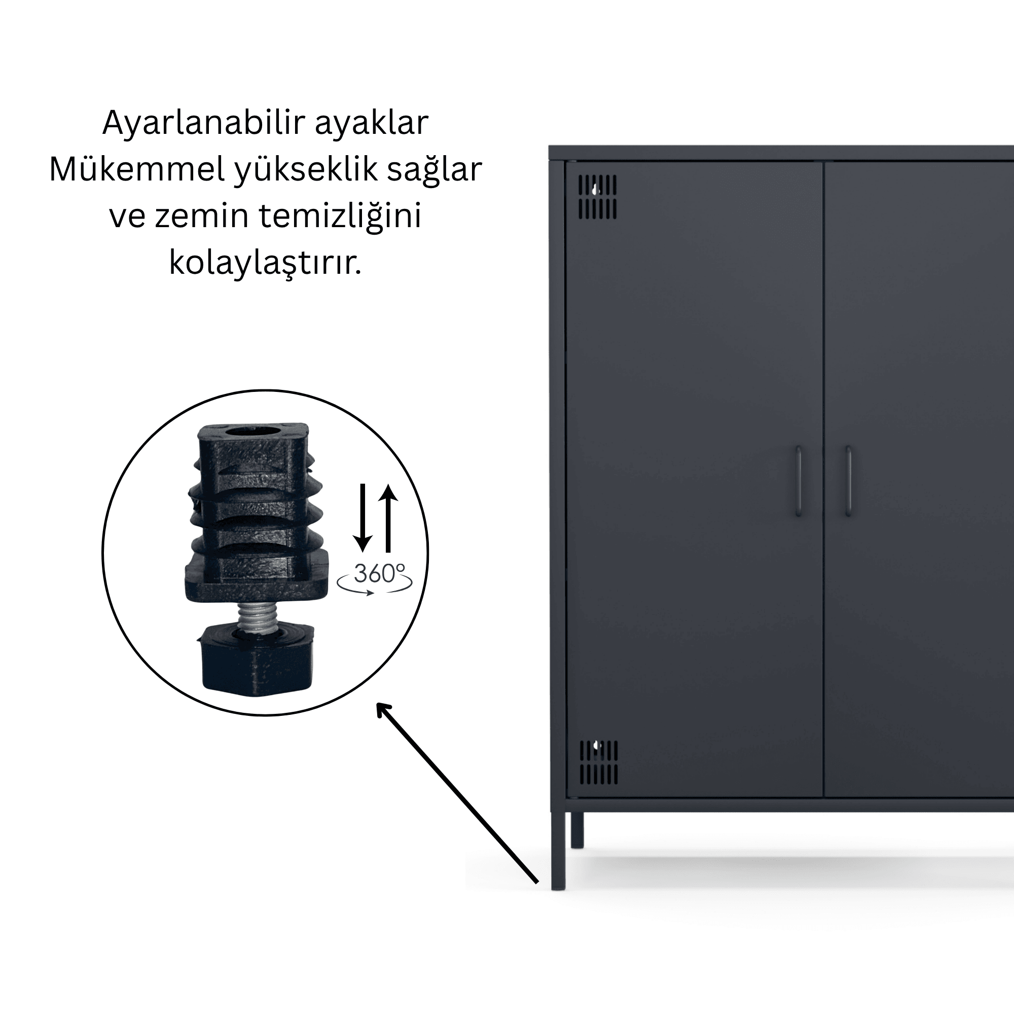Pera Metal Dolap 2 Kapılı 80,50 x 40 x 109,50 cm - 9 Renk Seçeneği Bulunmaktadır