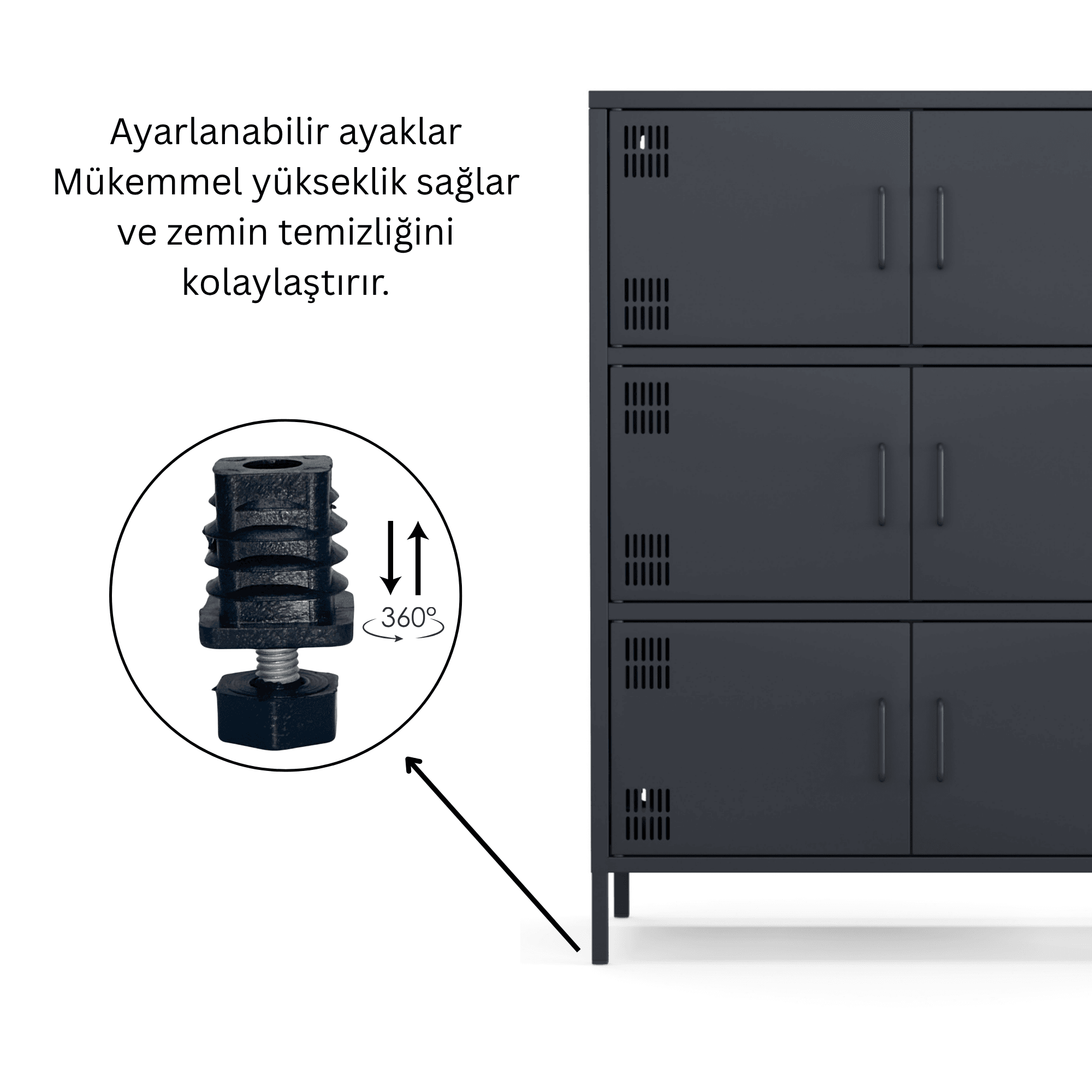 Pera Metal Çok Gözlü Dolap, 6 Kapaklı 80,50 x 40 x 109,50 cm - 9 Renk Seçeneği Bulunmaktadır