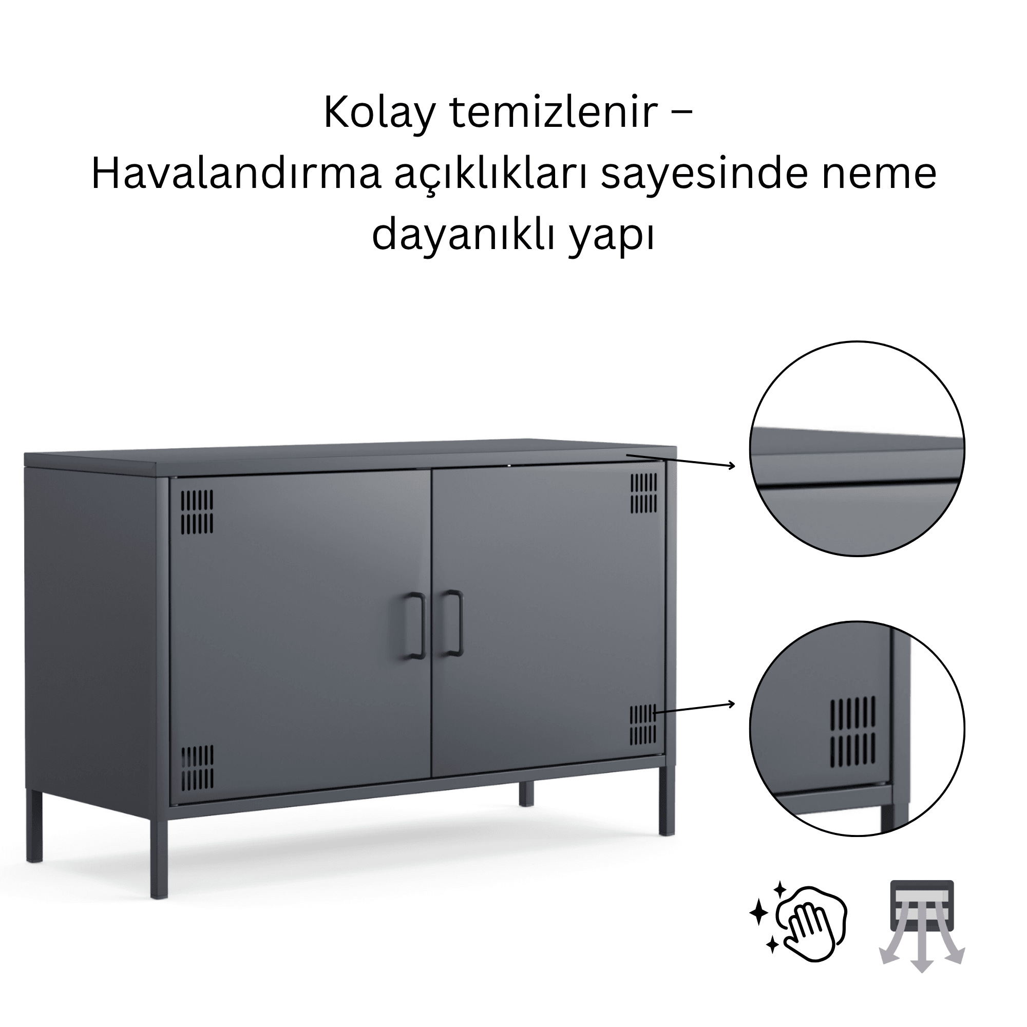 Pera Tv Ünitesi, Tv Dolabı,2 Kapaklı Dolap 100,50 x 40 x 64,50 cm - 9 Renk Seçeneği Bulunmaktadır