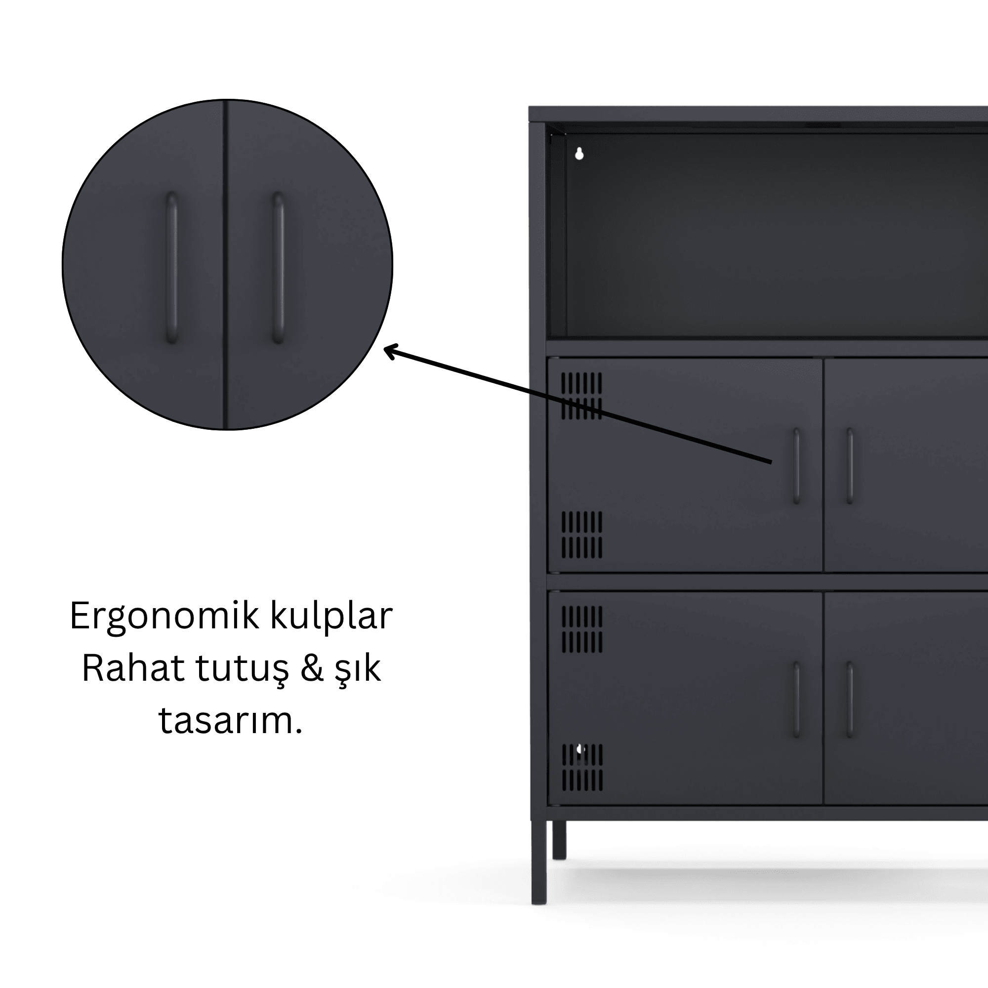 Pera Metal Çok Gözlü Dolap, 4 Kapaklı, Açık Raflı 80,50 x 40 x 109,50 cm - 9 Renk Seçeneği Bulunmaktadır