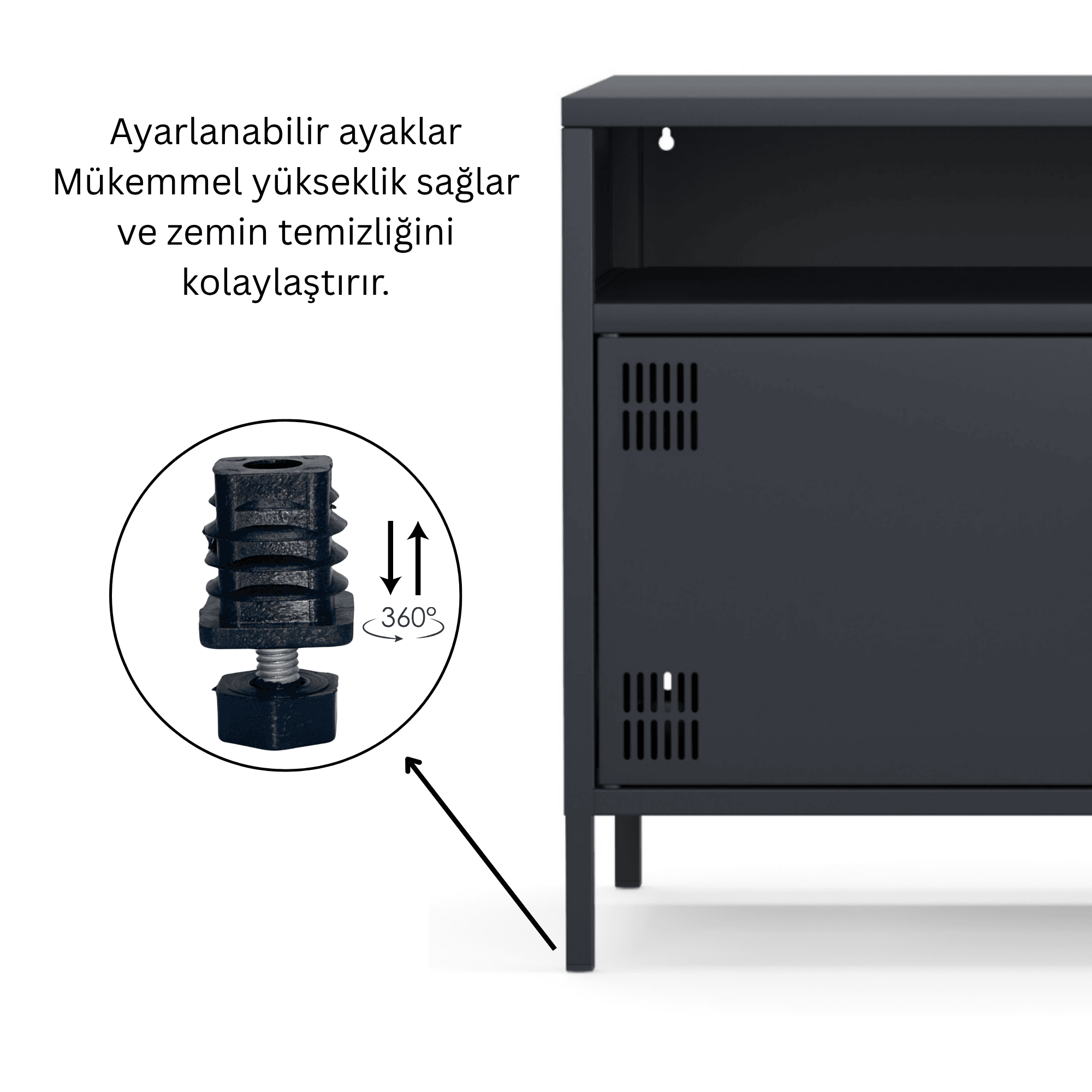Pera Tv Ünitesi, Tv Dolabı,2 Kapaklı, Açık Raflı 100,50 x 40 x 64,50 cm - 9 Renk Seçeneği Bulunmaktadır