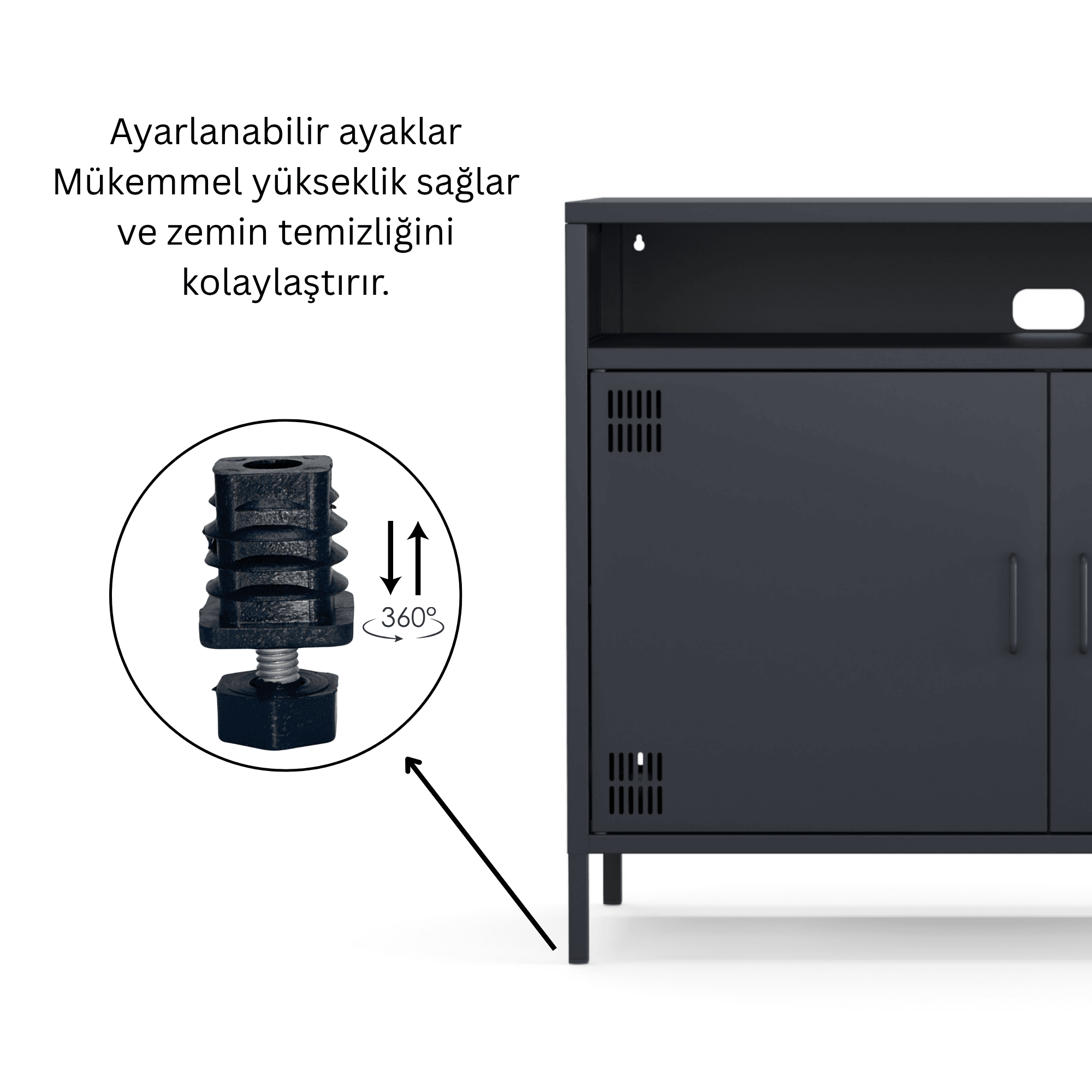 Pera Tv Ünitesi, Tv Dolabı,2 Kapaklı, Açık Raflı 100,50 x 40 x 79,50 cm - 9 Renk Seçeneği Bulunmaktadır