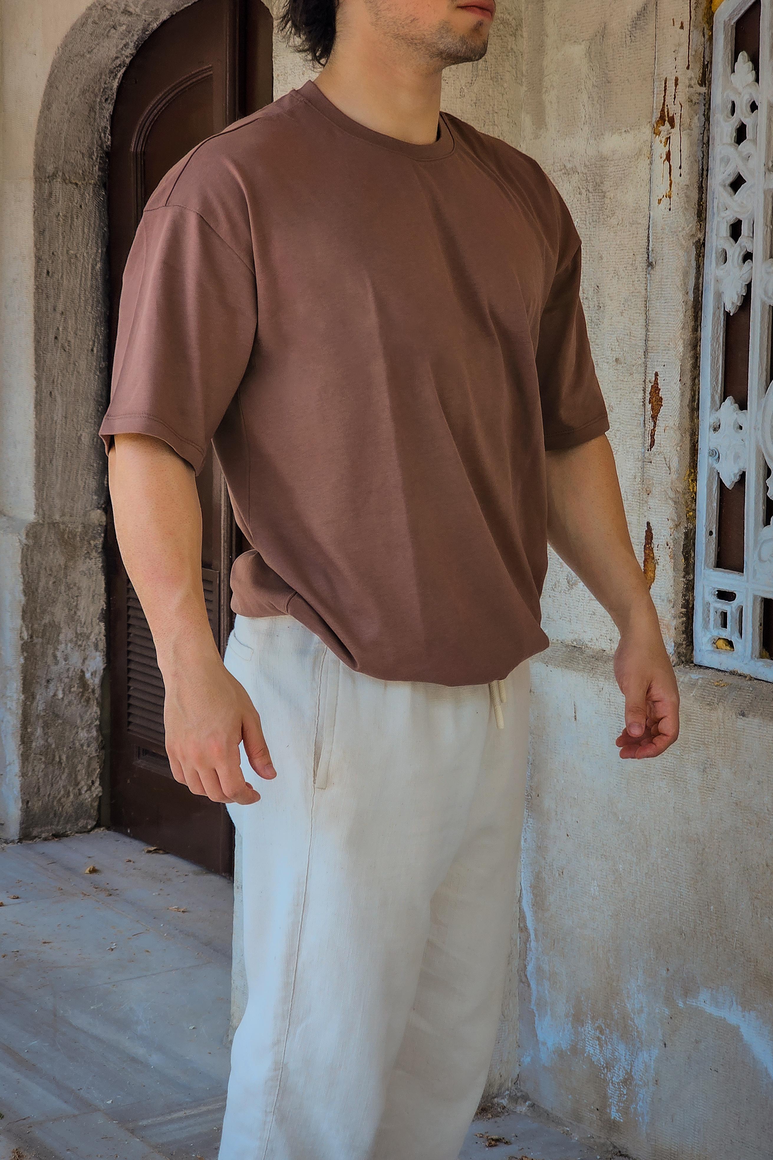 Basic Oversize Tshirt - Kahverengi