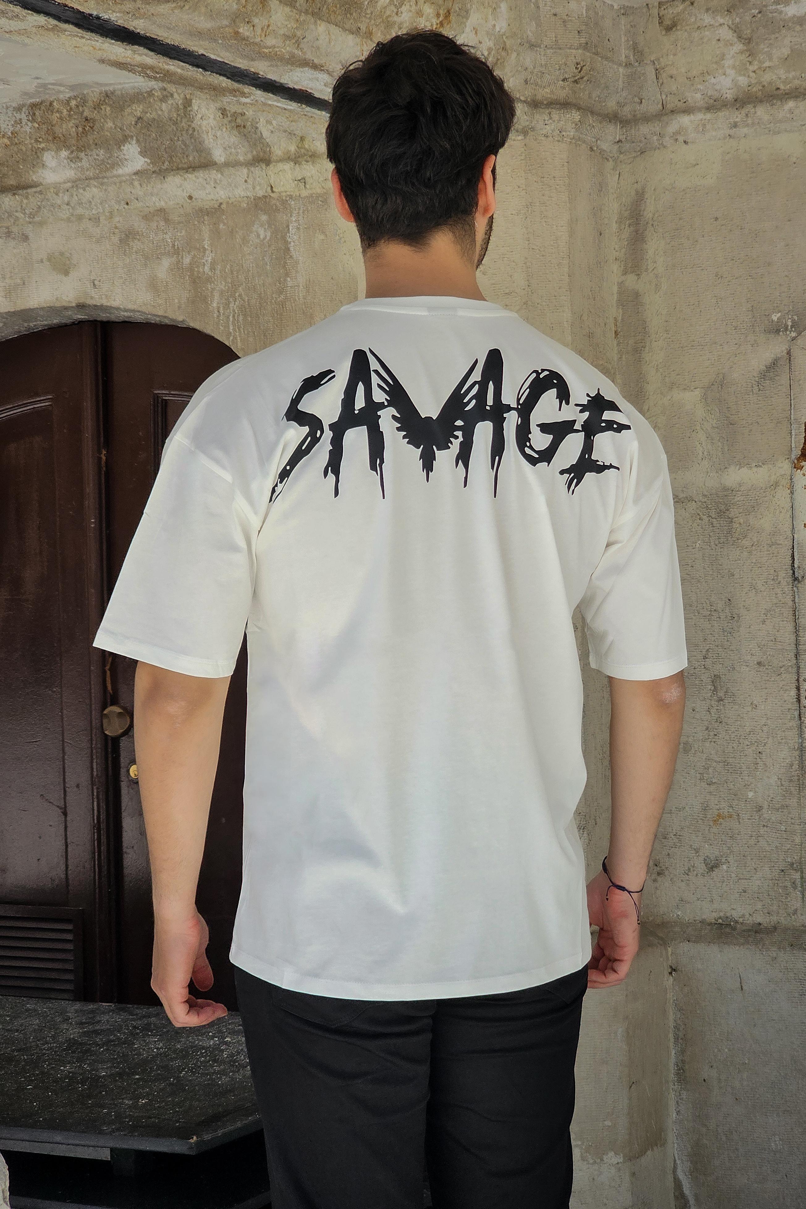 Savage - Oversize Tshirt - Beyaz