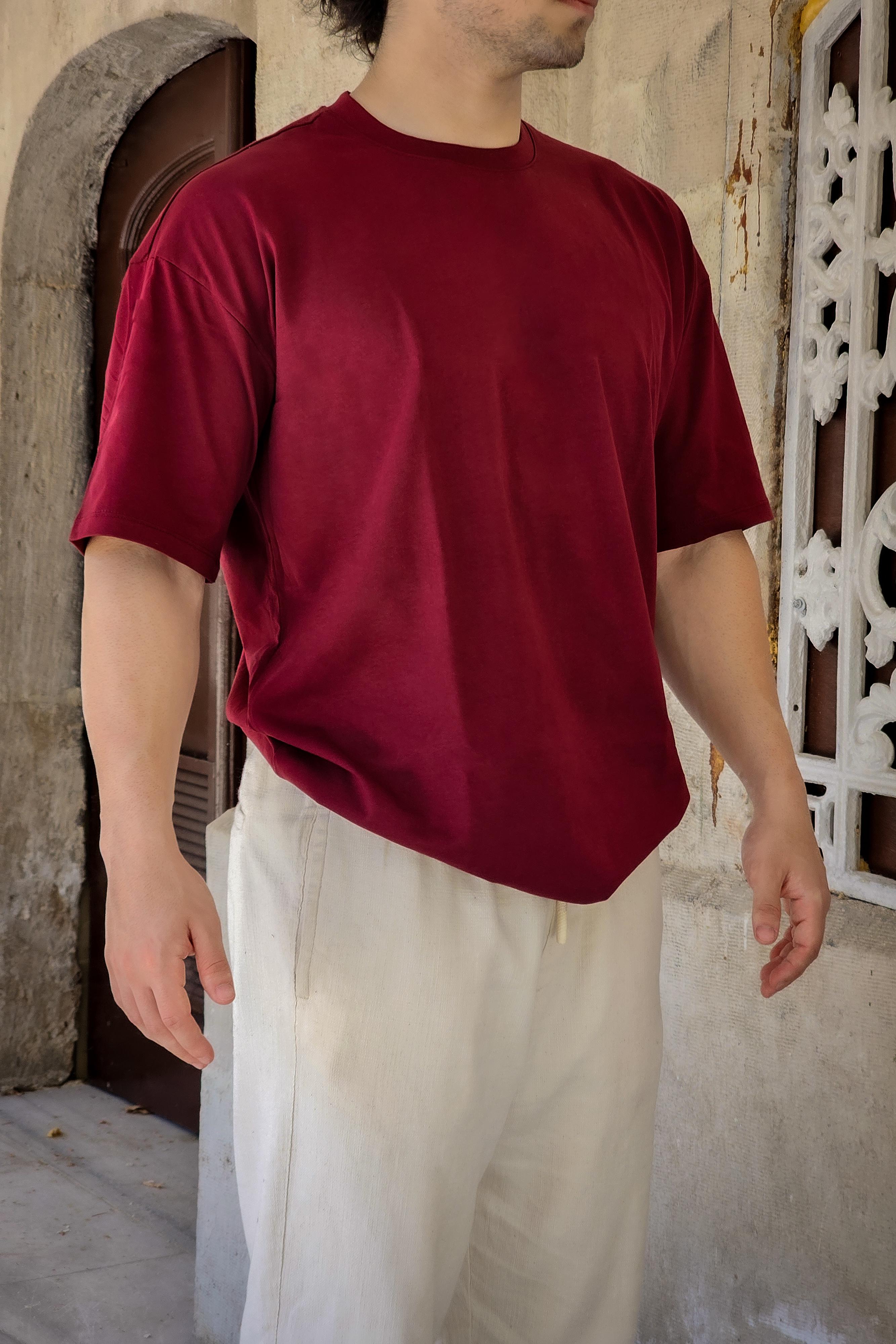 Basic Oversize Tshirt - Bordo