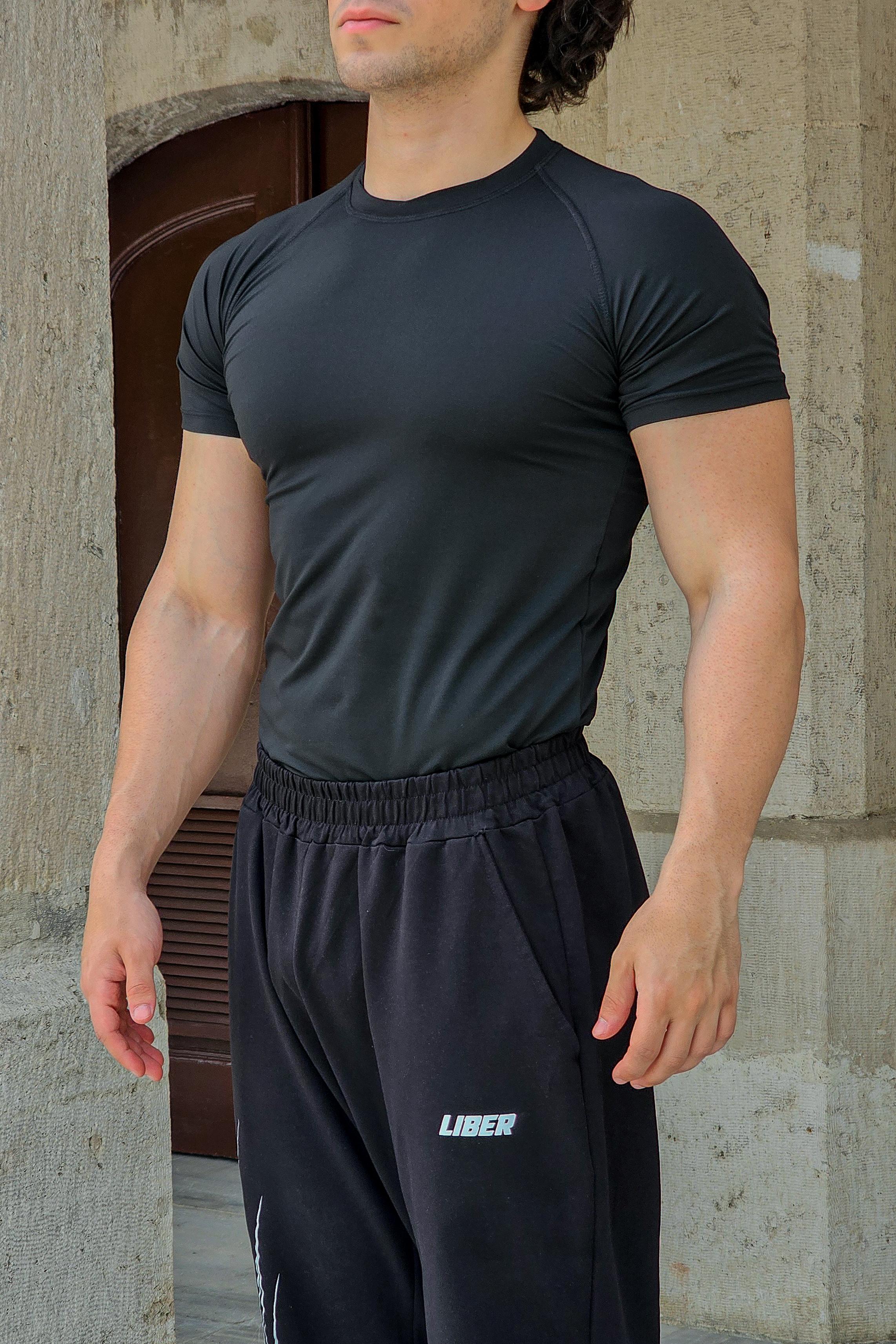 Kısa Kol Basic Compression Tshirt - Siyah
