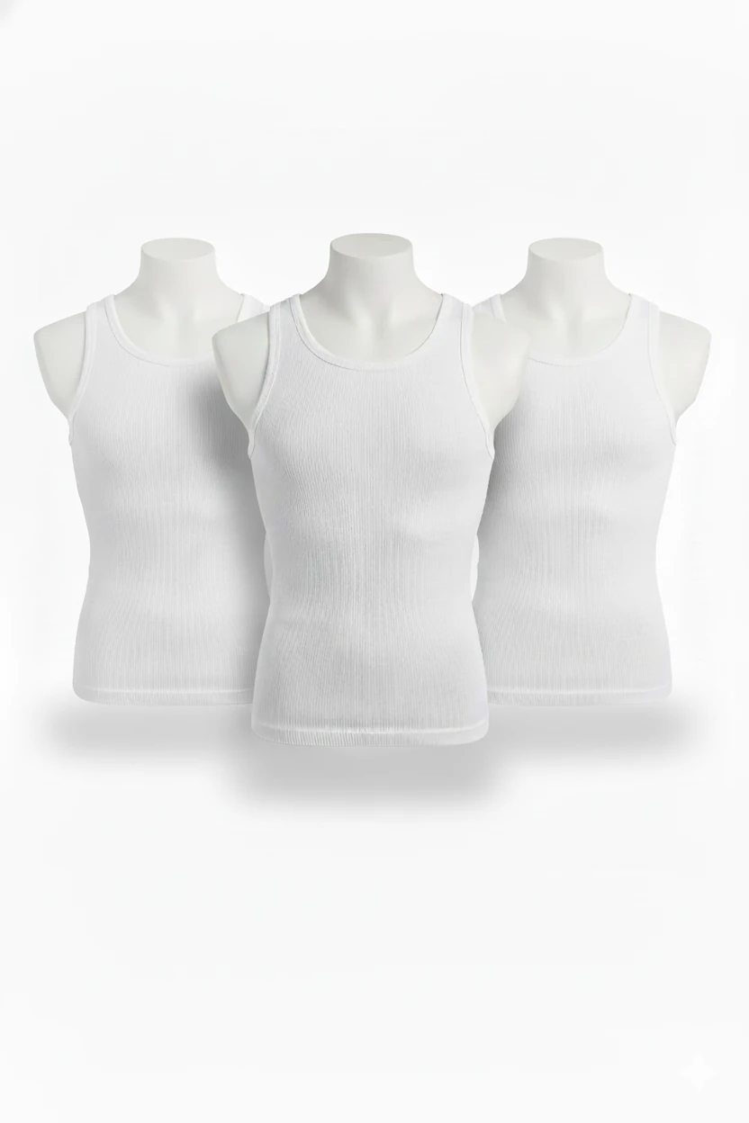 Sporcu Kesim Fitilli Atlet - 3'lü Ekonomik Paket - Beyaz