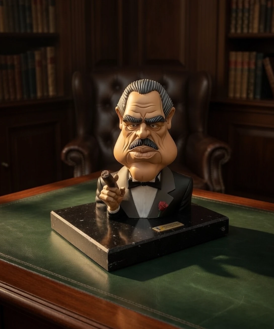 DON VITO ENJOYING HIS CIGAR QUARTZ SCULPTURE MASTER EDITION 