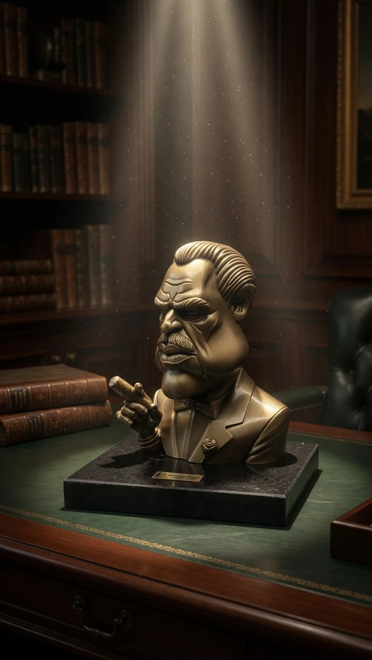 DON VITO ENJOYING HIS CIGAR QUARTZ SCULPTURE BRONZE EDITION 