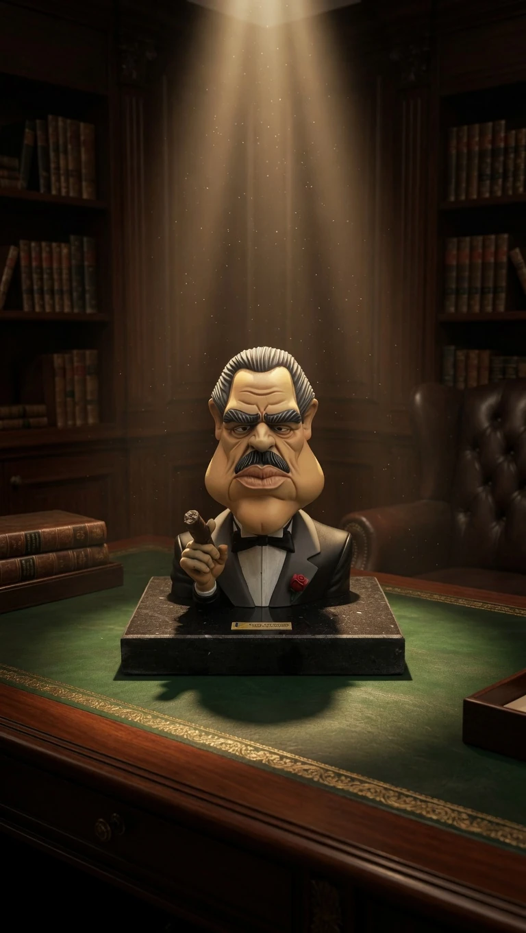 DON VITO ENJOYING HIS CIGAR QUARTZ SCULPTURE MASTER EDITION 
