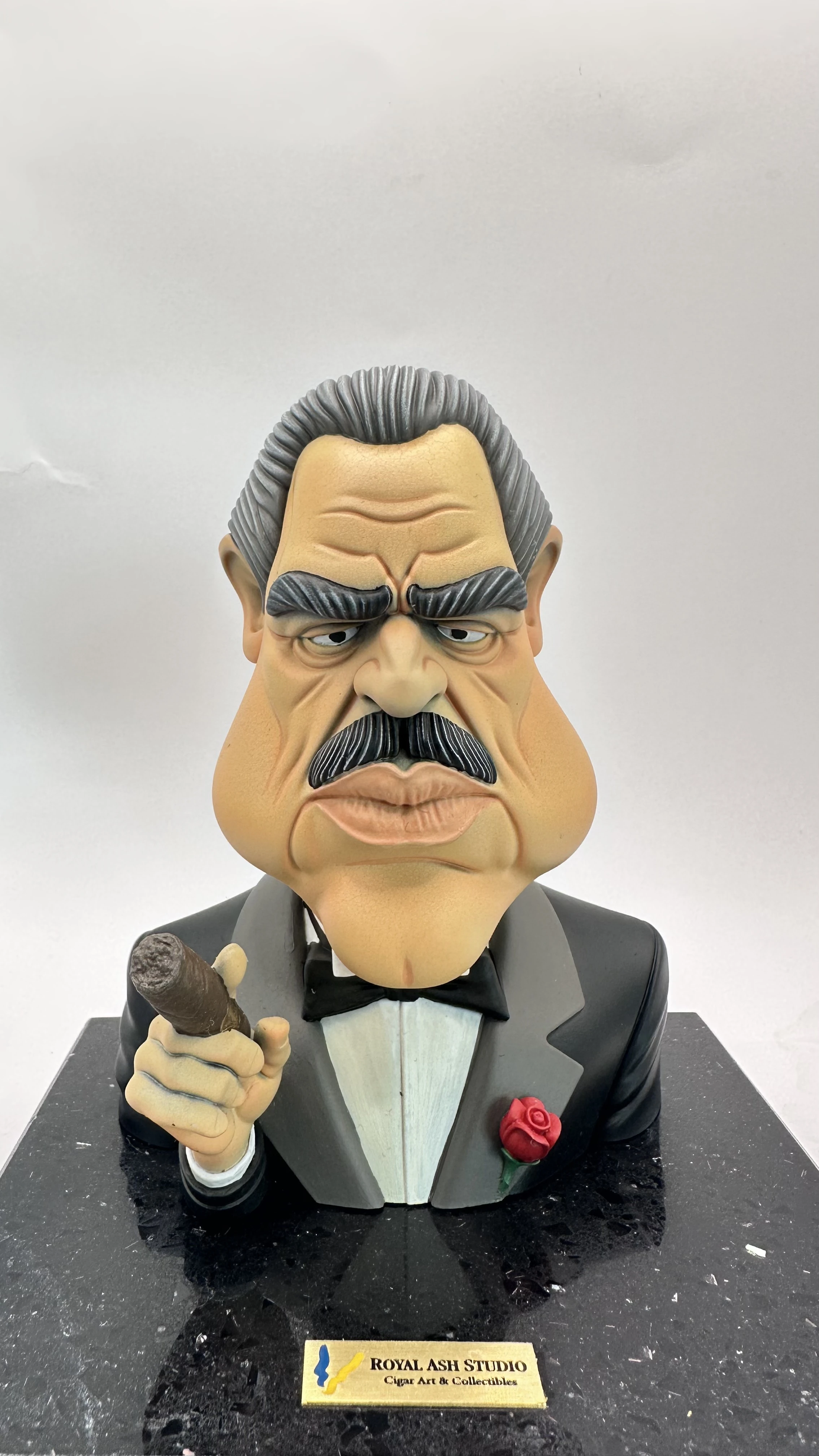 DON VITO ENJOYING HIS CIGAR QUARTZ SCULPTURE MASTER EDITION 