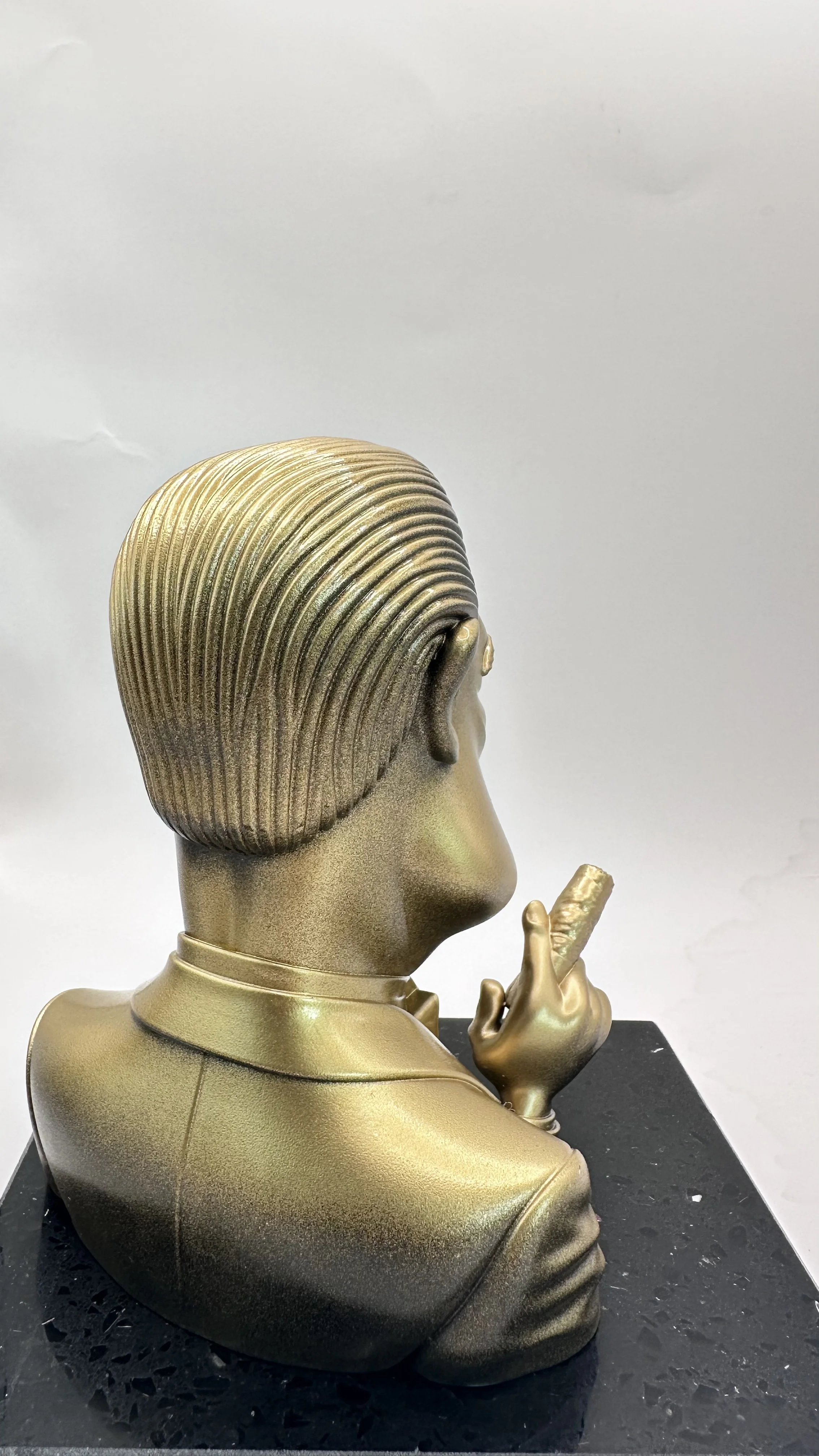 DON VITO ENJOYING HIS CIGAR QUARTZ SCULPTURE BRONZE EDITION 