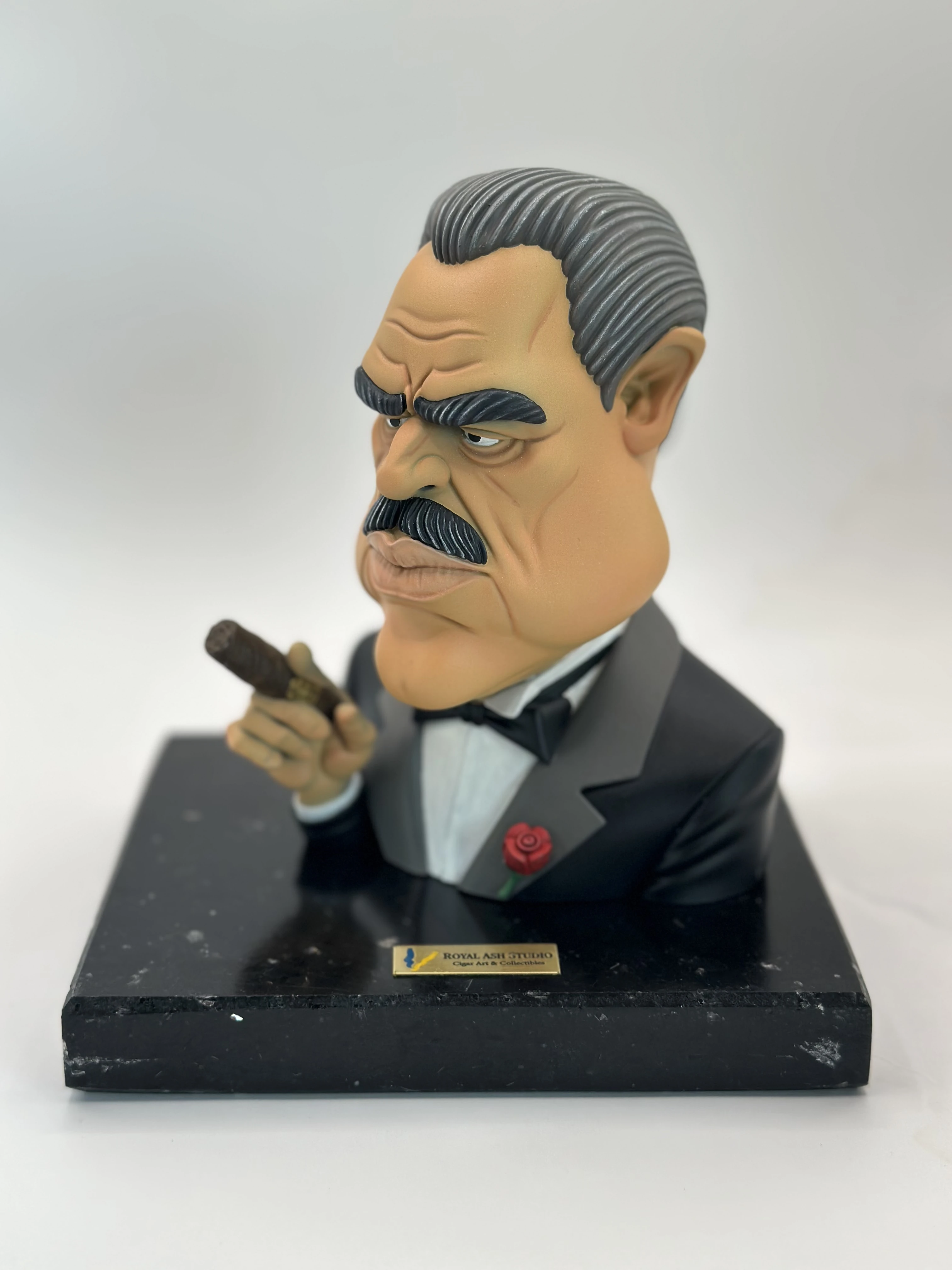DON VITO ENJOYING HIS CIGAR QUARTZ SCULPTURE MASTER EDITION 