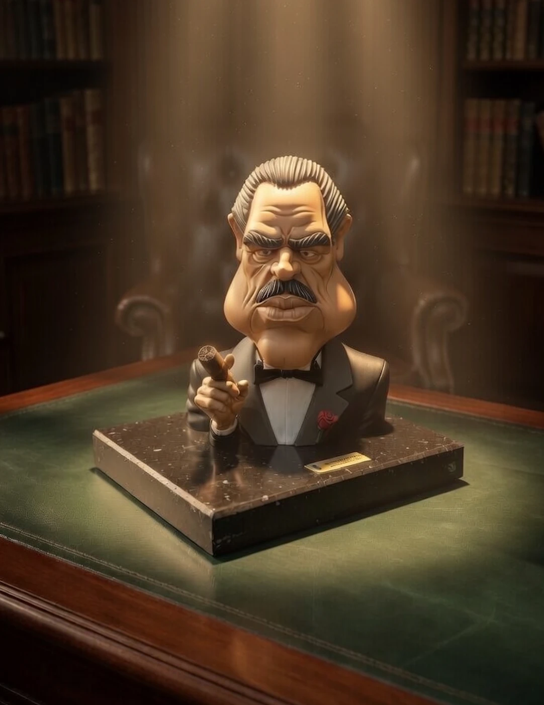DON VITO ENJOYING HIS CIGAR QUARTZ SCULPTURE MASTER EDITION 