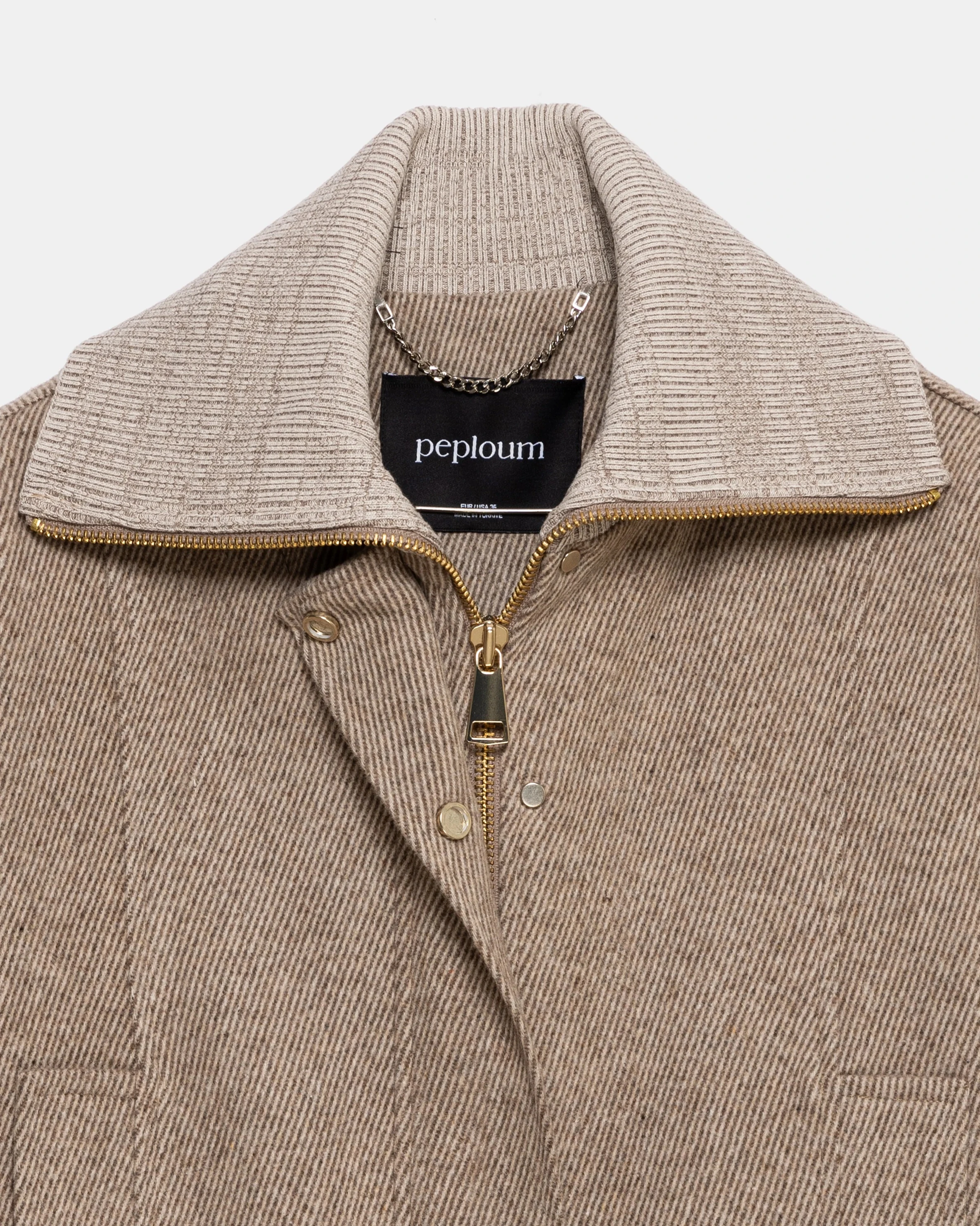 Grace Knit Collar Short Coat - Beige