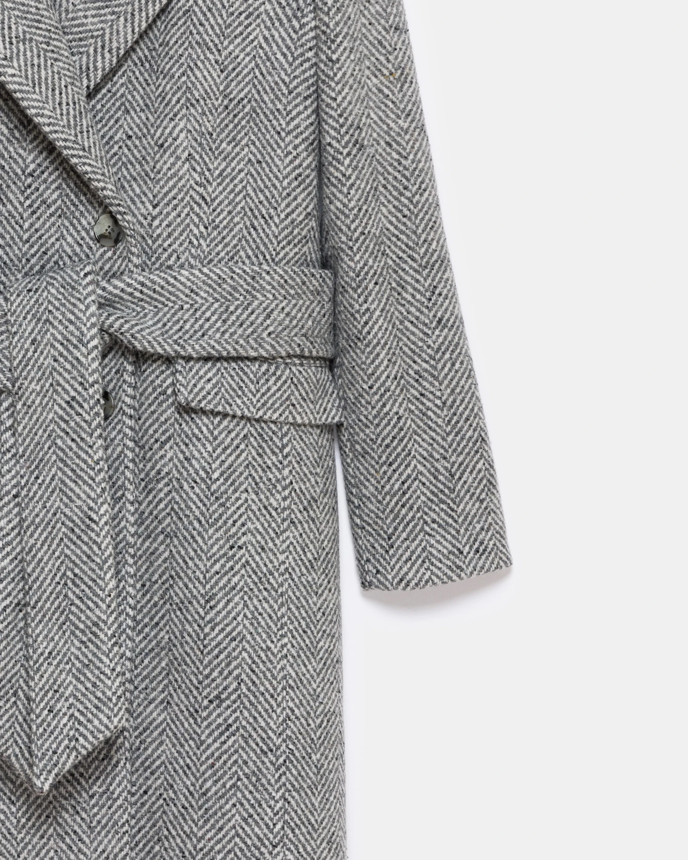 Adele Herringbone Coat - Cool Grey