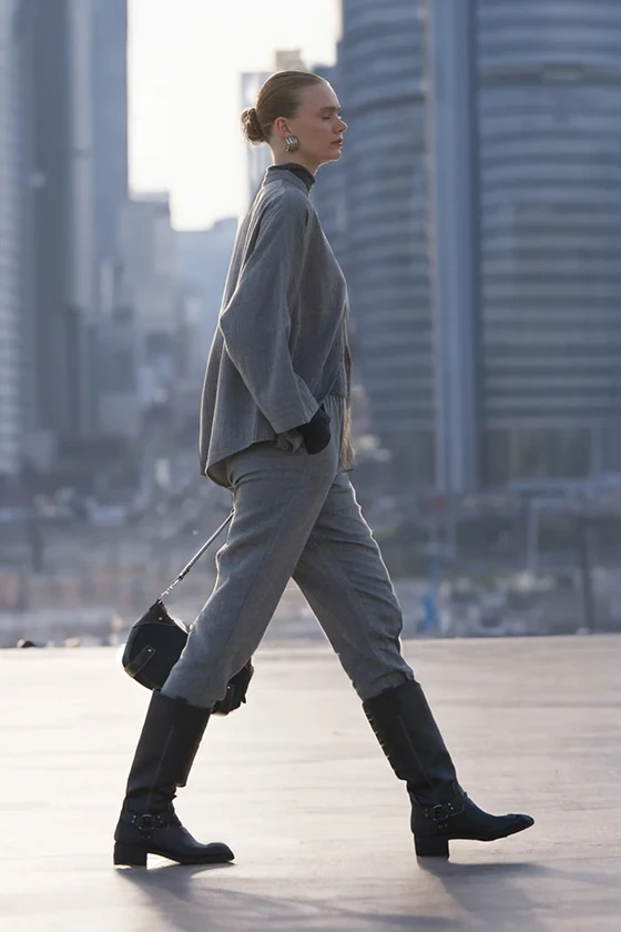 X Gri Slouchy Pantolon