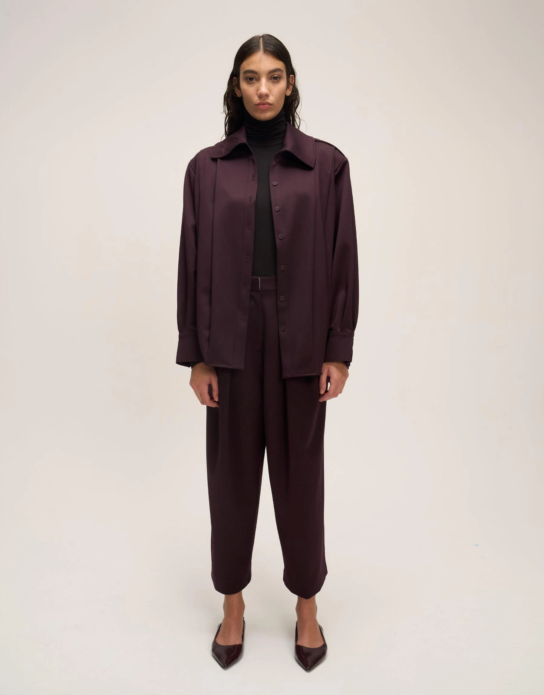 Pileli Ceket Mürdüm