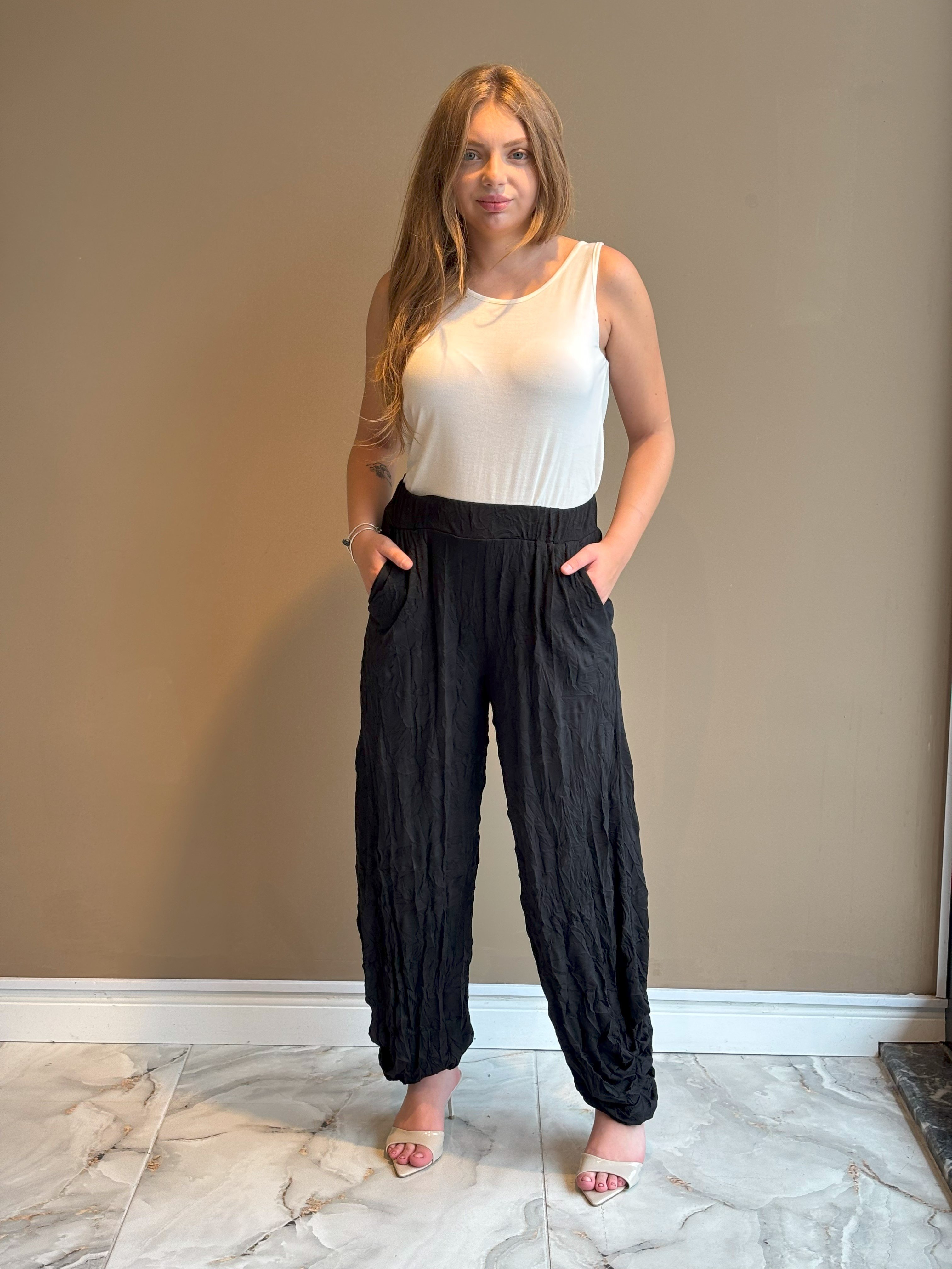 Crinkle Pantolon Siyah