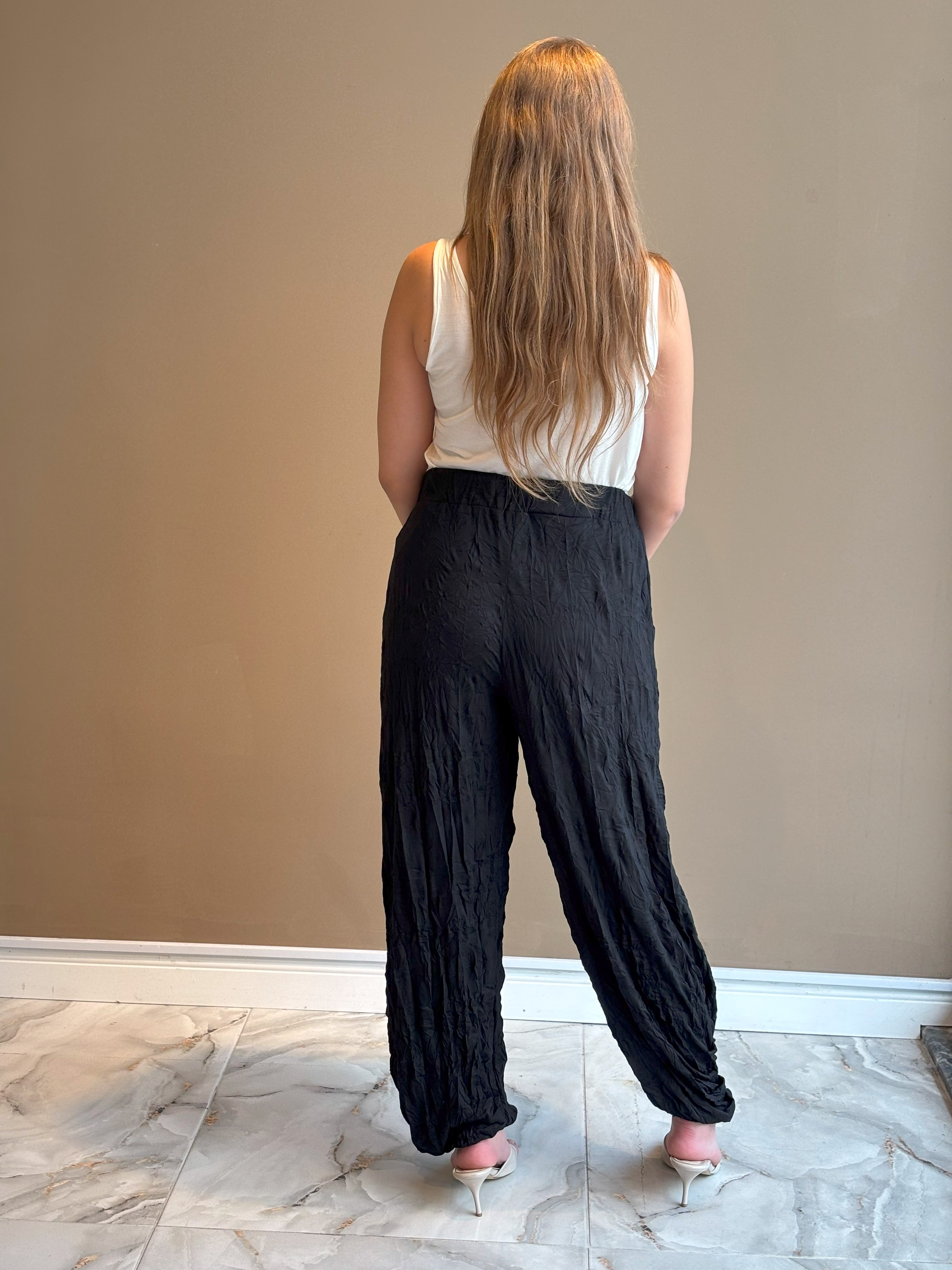 Crinkle Pantolon Siyah