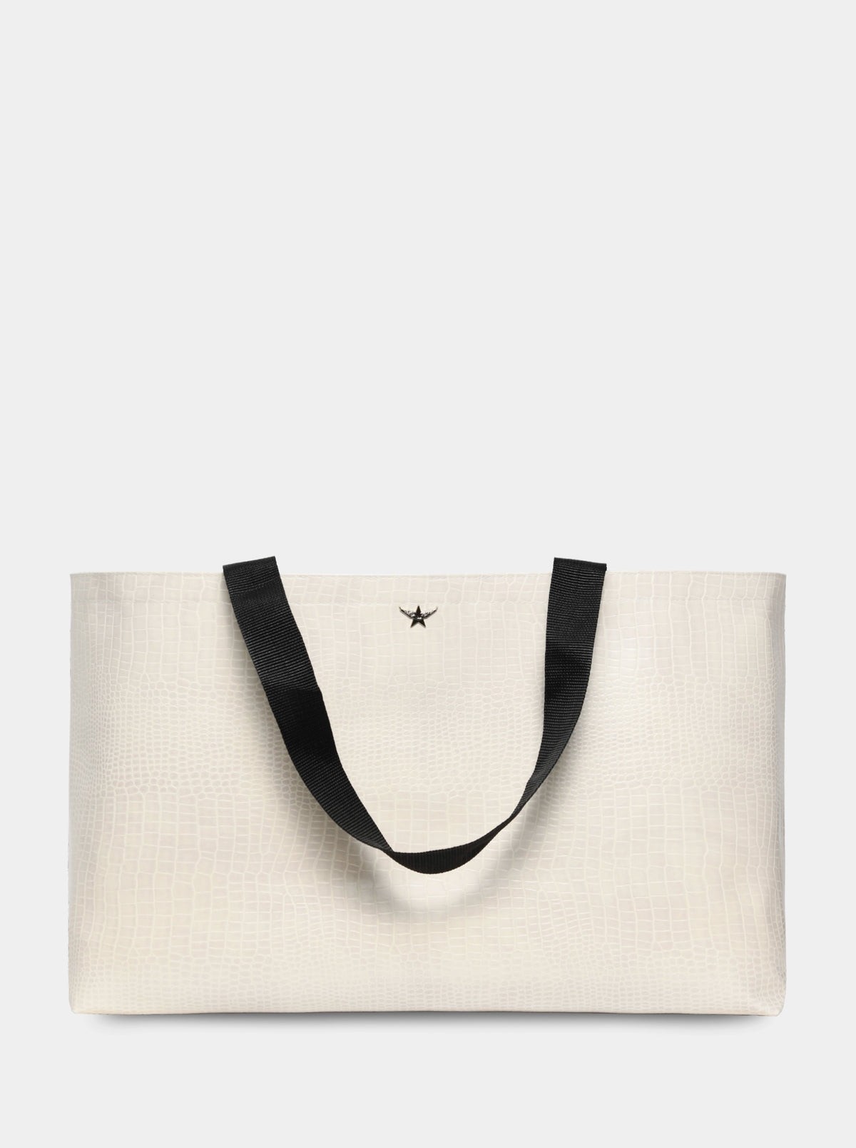 Shopping M Beige Croco Bag