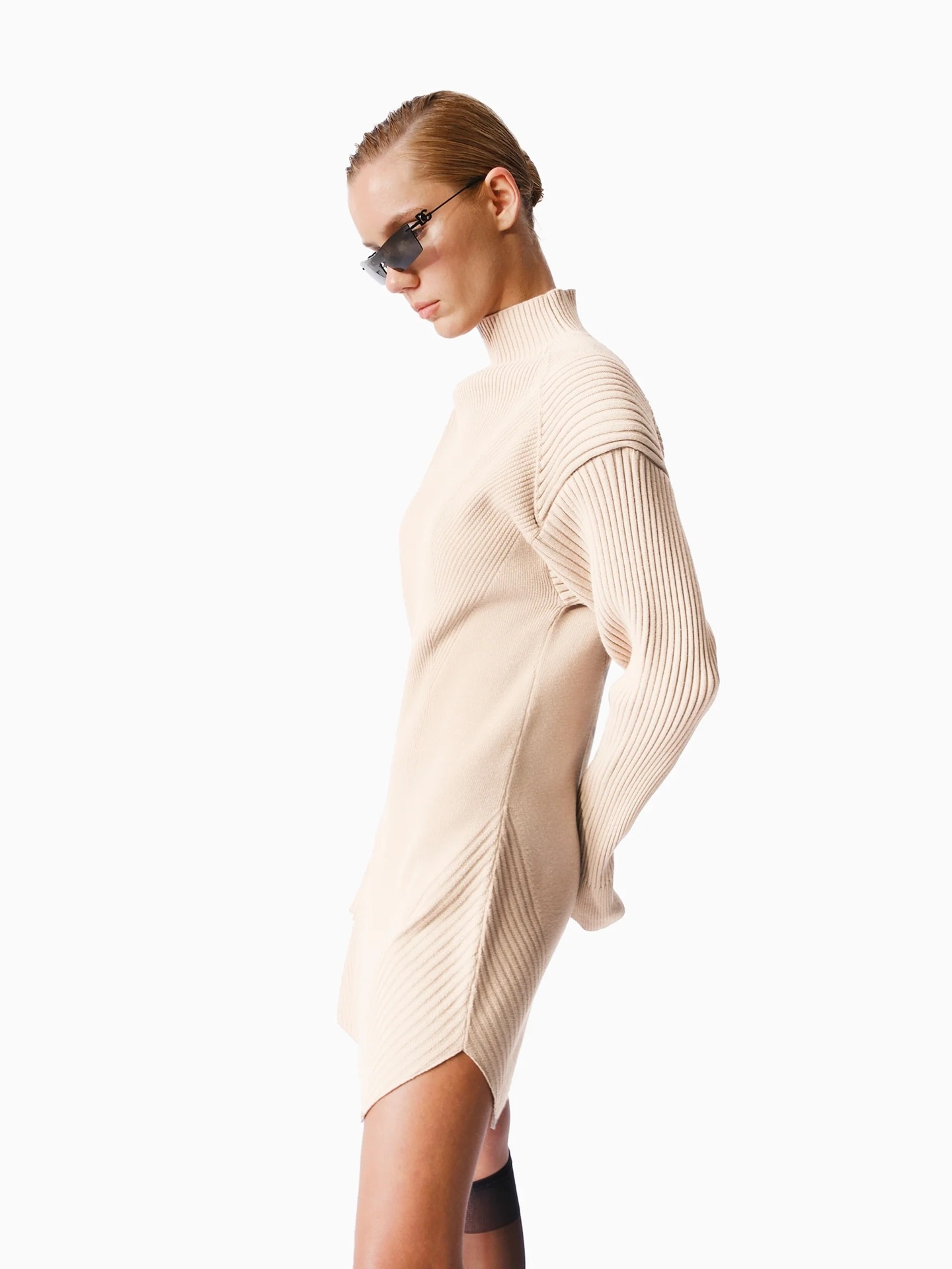 KNTLGY Infinity Knit Bej Elbise