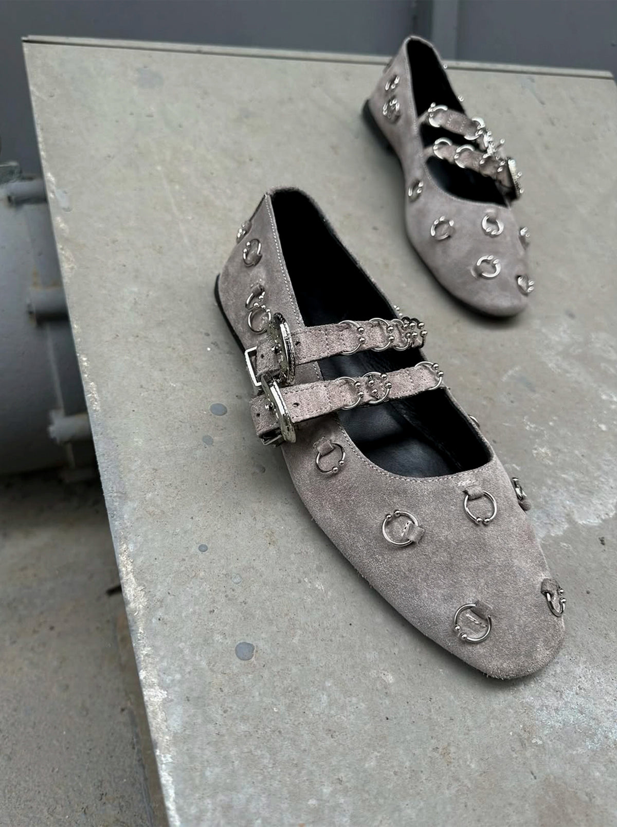 Touch Grey Suede Ballet Flats