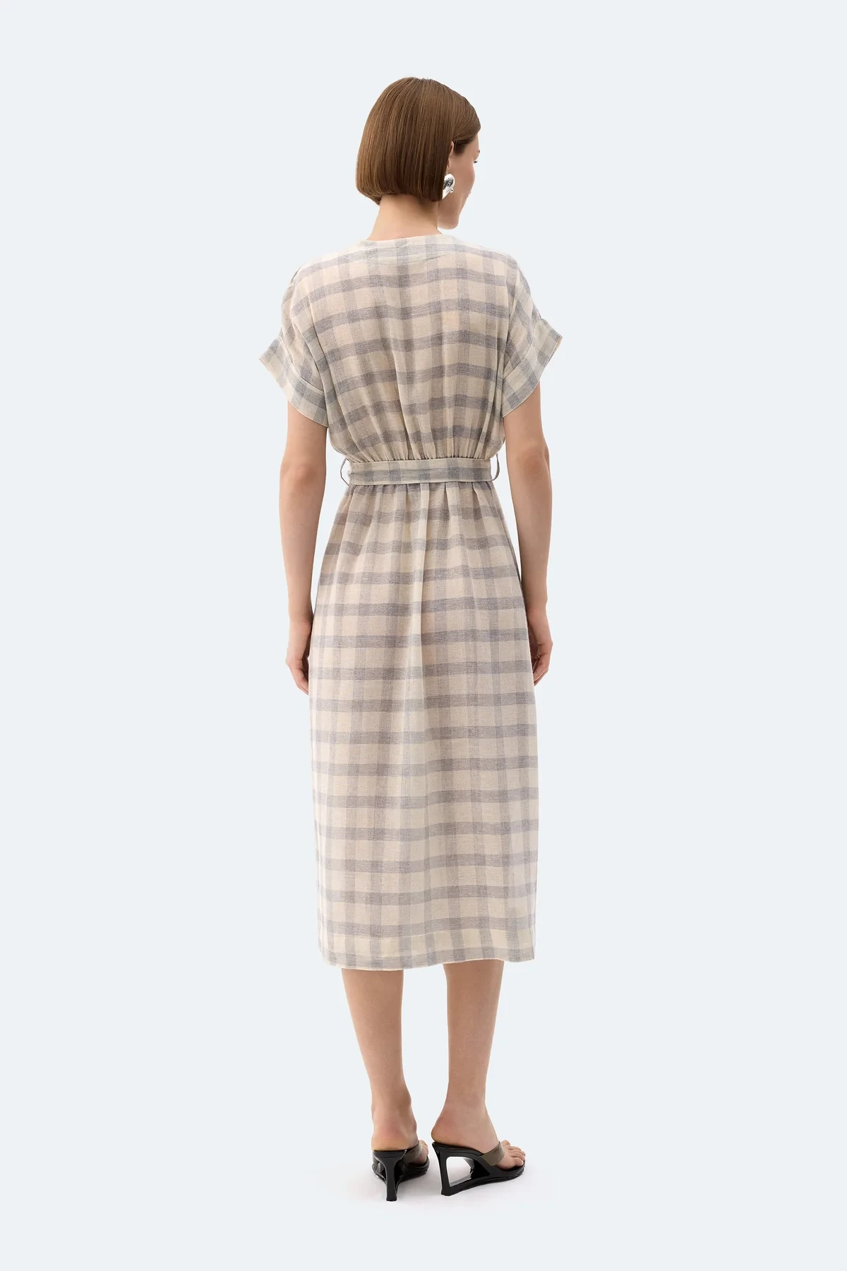 Gri Ekose Anvelop Elbise