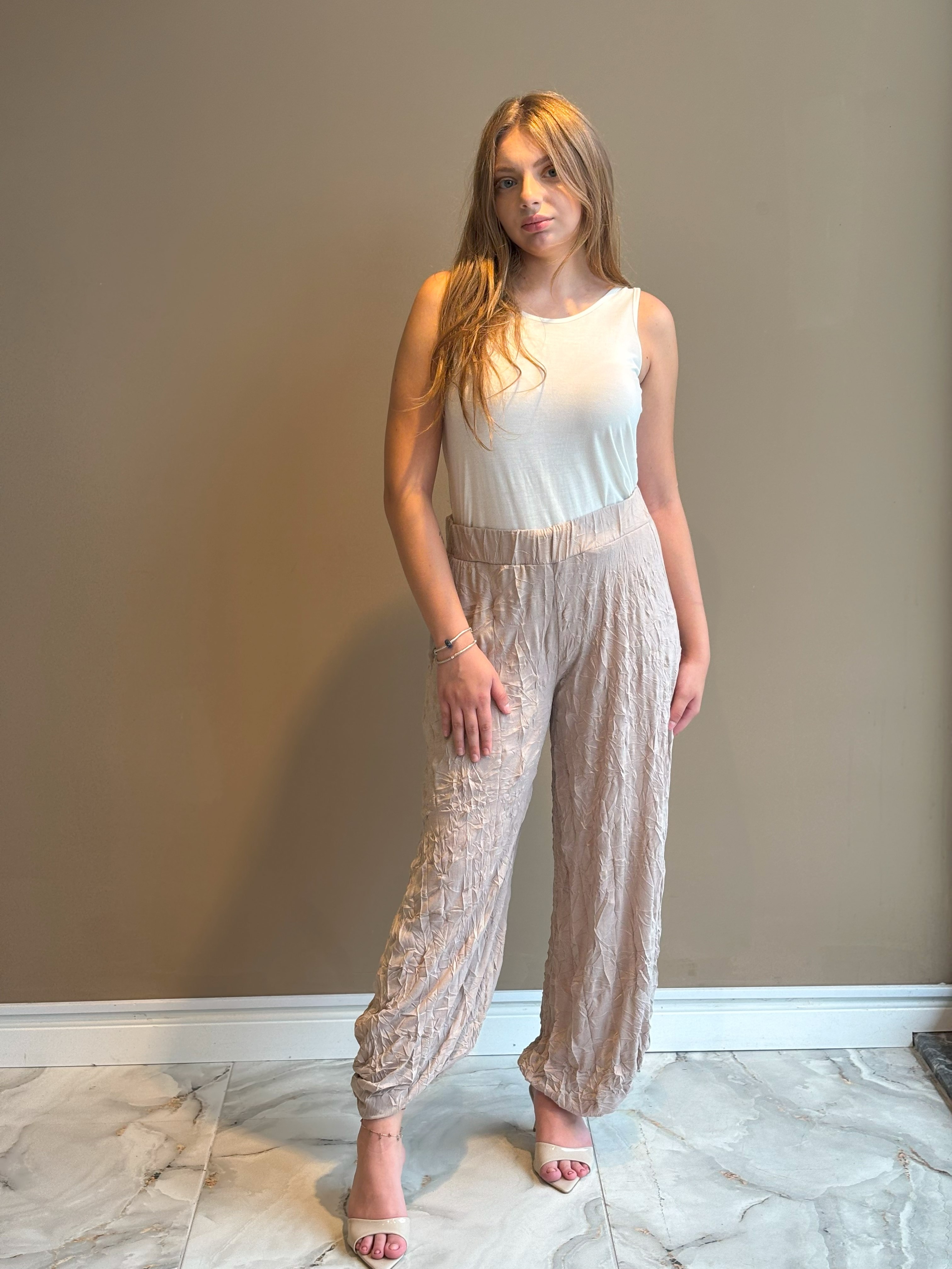 Crinkle Pantolon Vizon