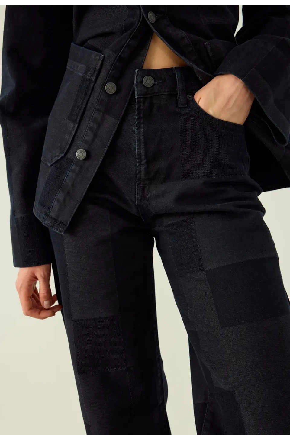 CORY PATCHWORK JEAN PANTOLON SİYAH